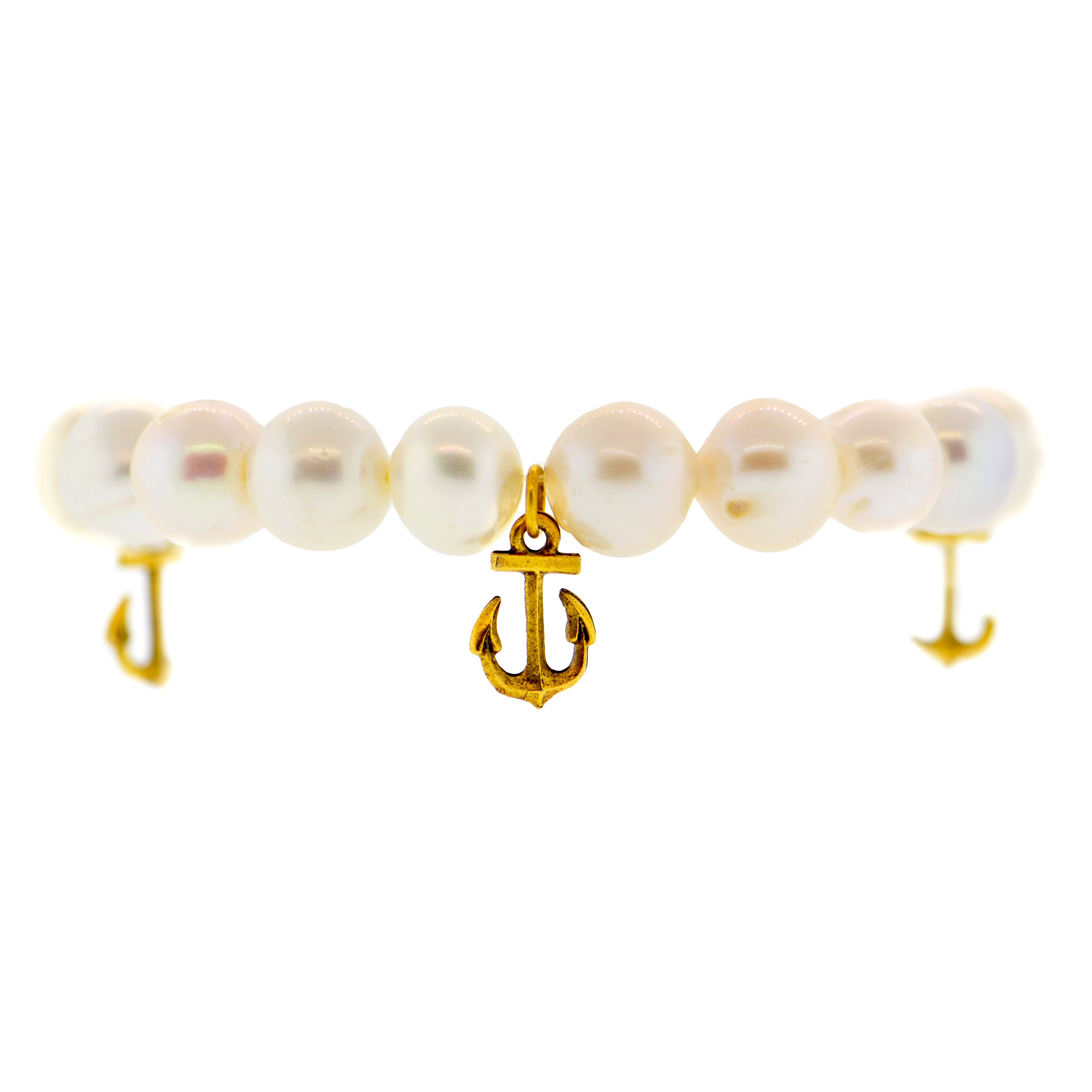 White Pearl Anchor Bracelet