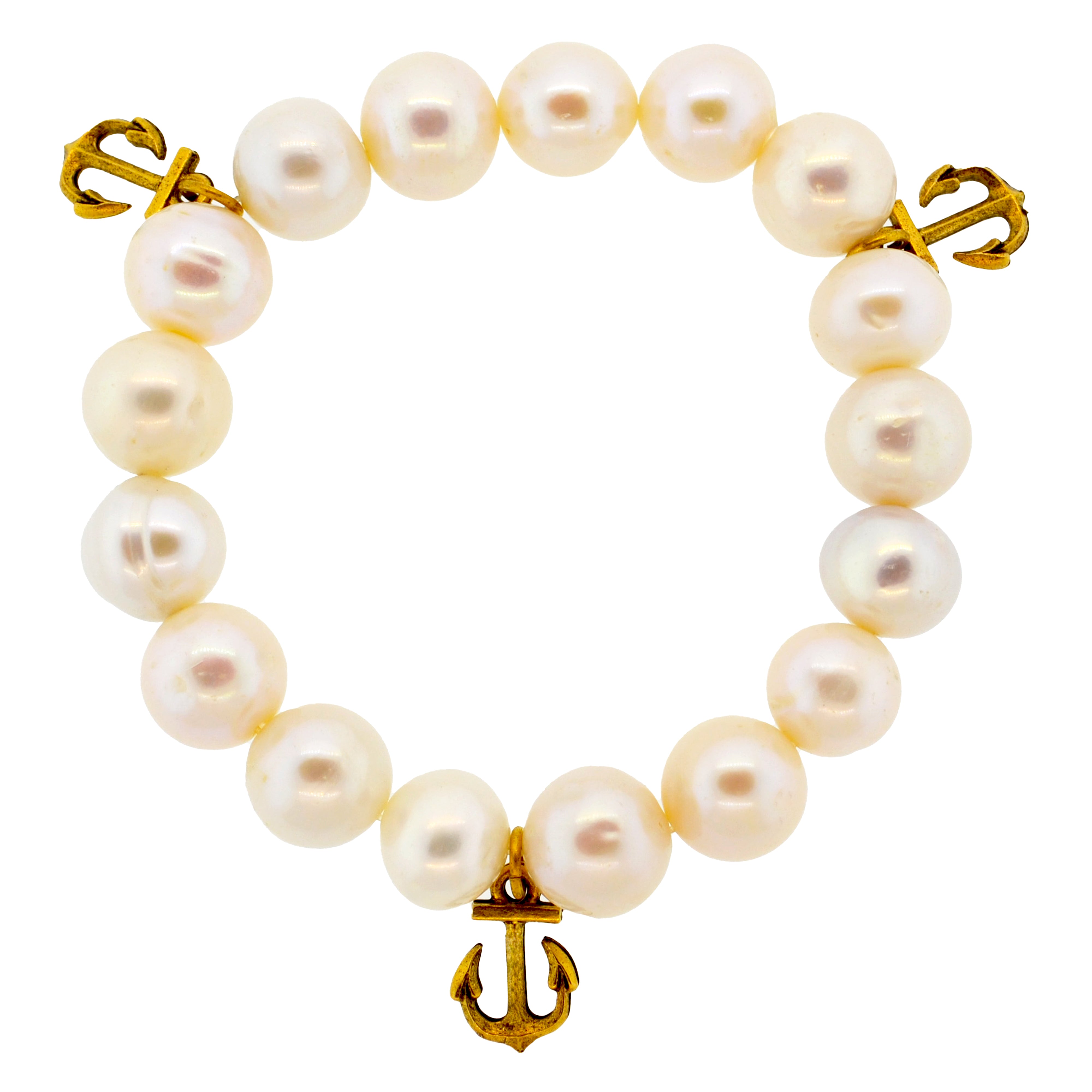 White Pearl Anchor Bracelet