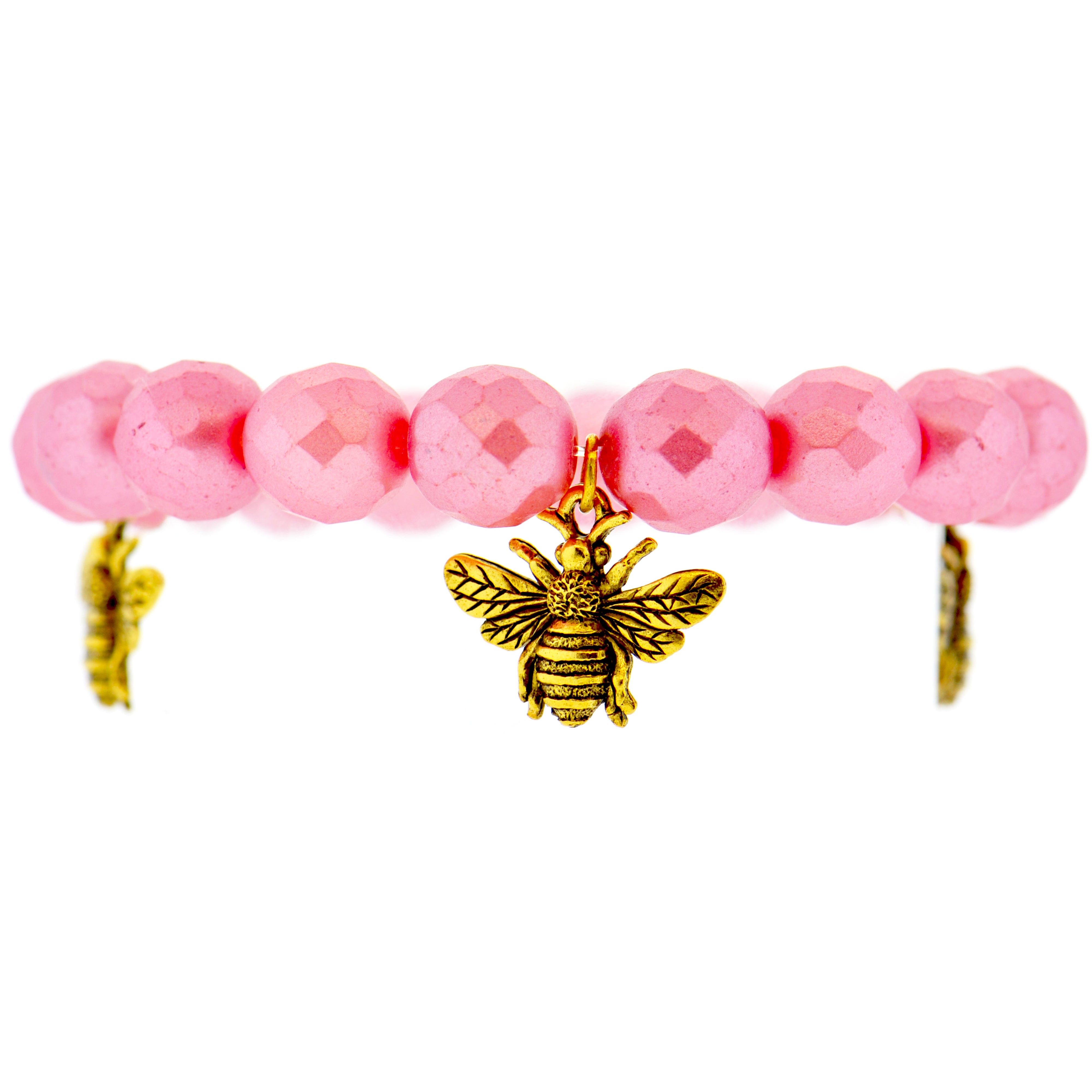 Dusty Rose Bumble Bee Botanical Bracelet