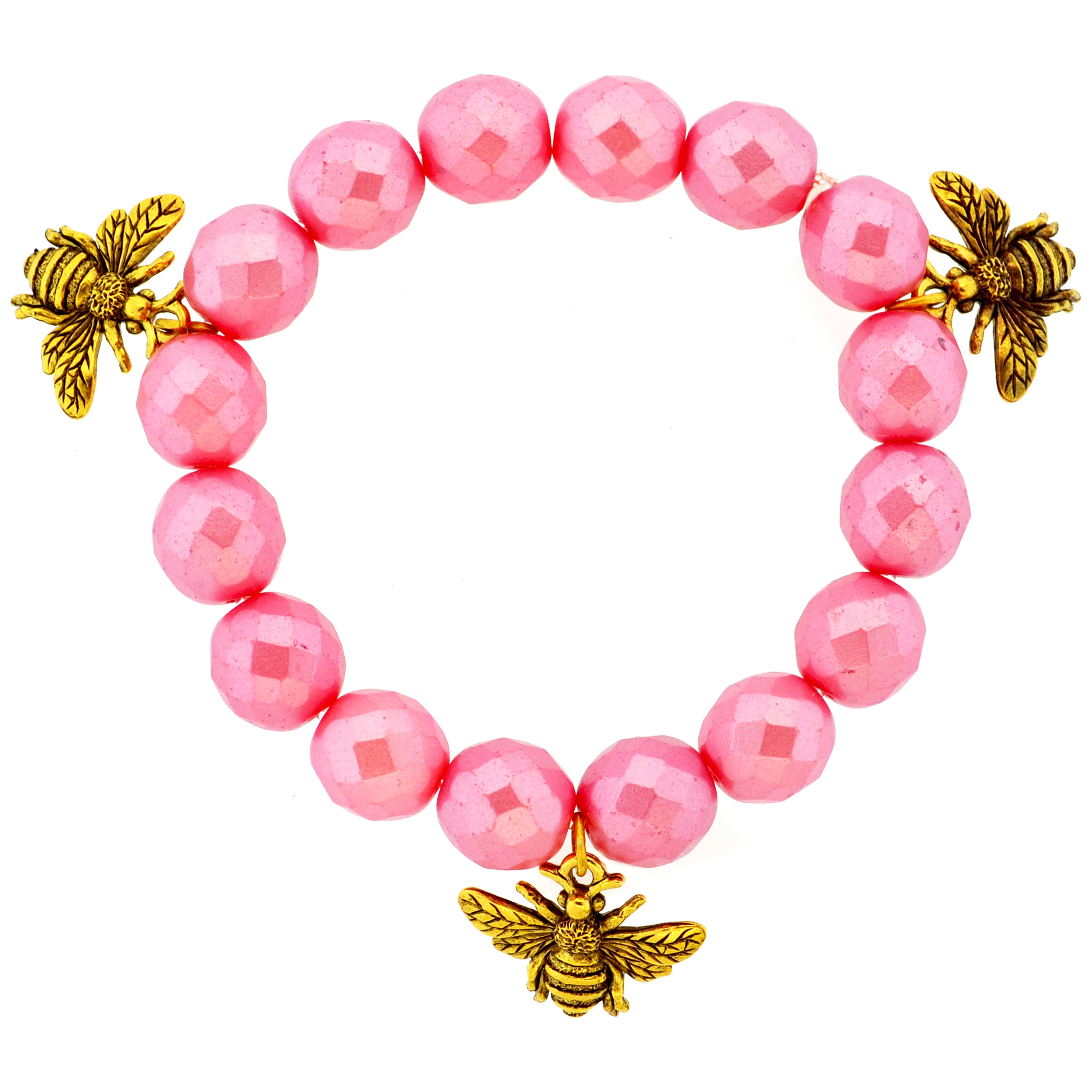 Dusty Rose Bumble Bee Botanical Bracelet