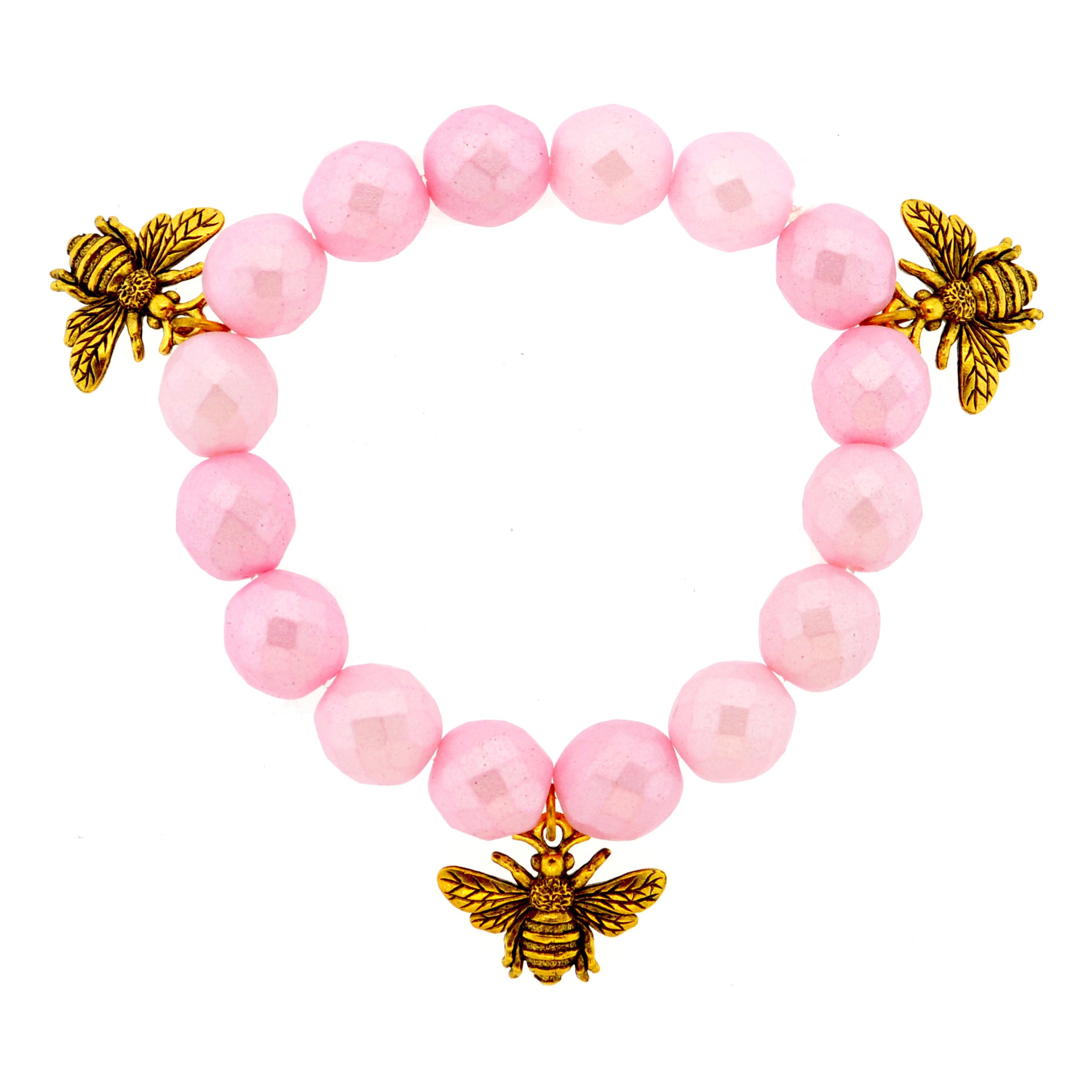 Pink Bumble Bee Botanical Bracelet
