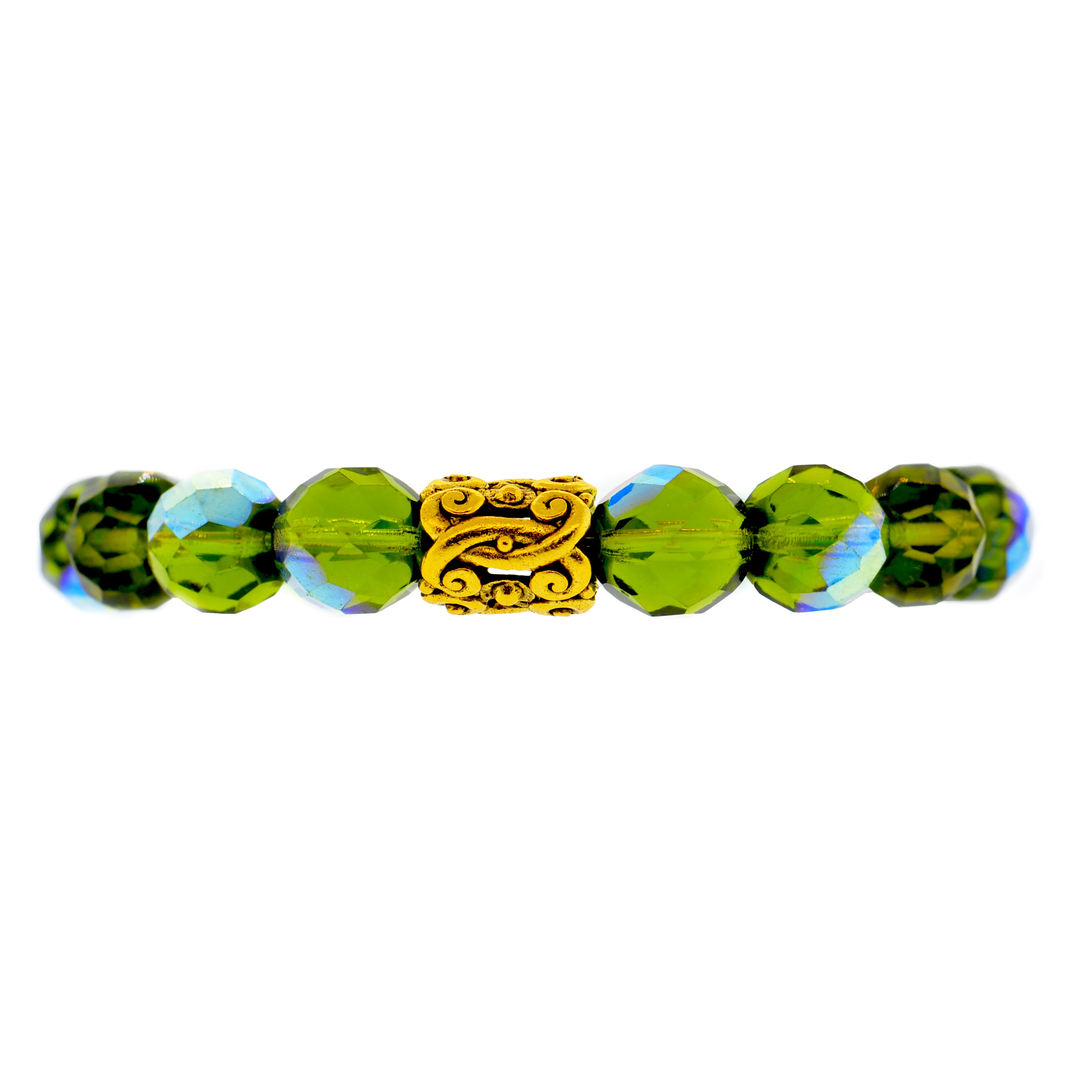 Iridescent Lime Green Baroque Scroll Bracelet