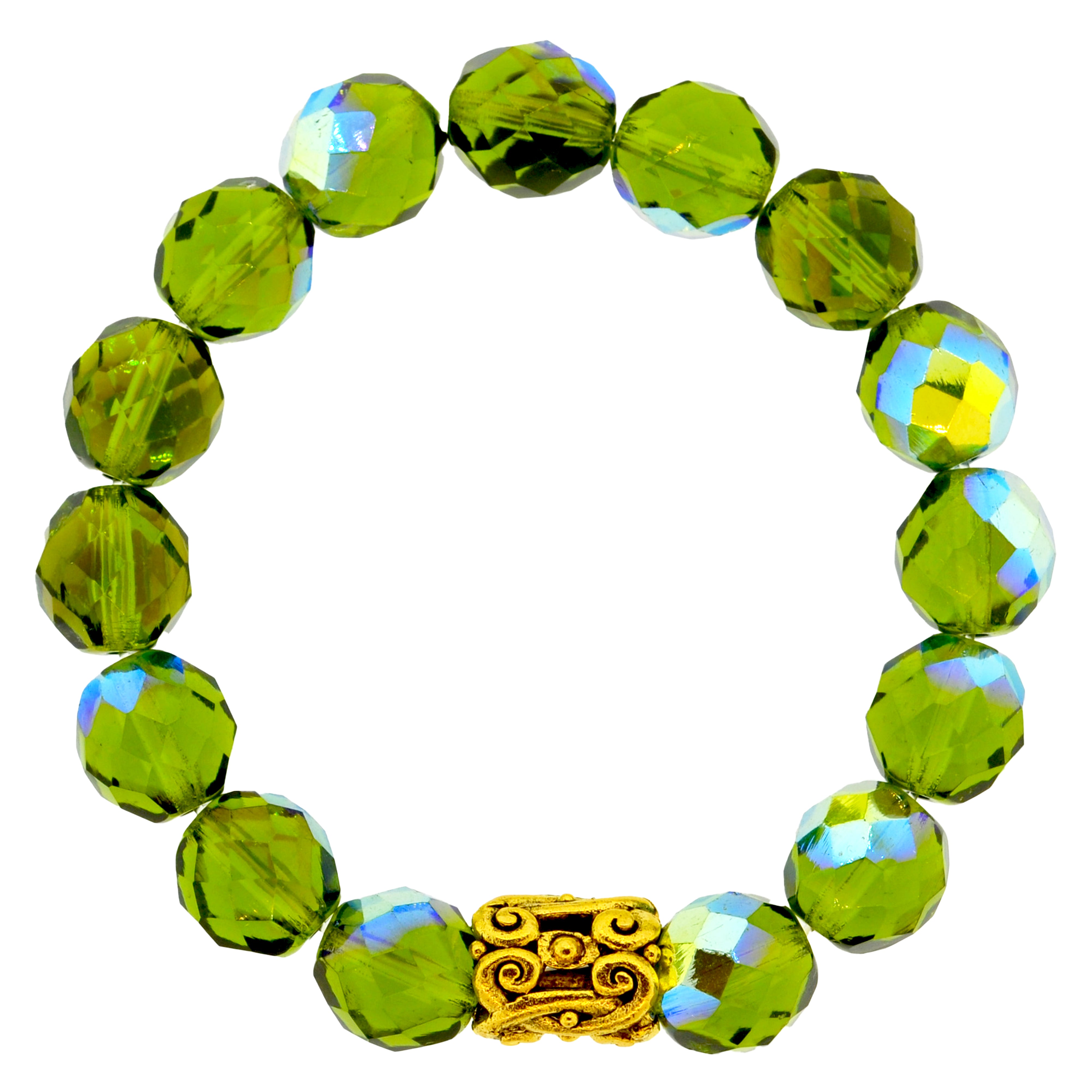 Iridescent Lime Green Baroque Scroll Bracelet