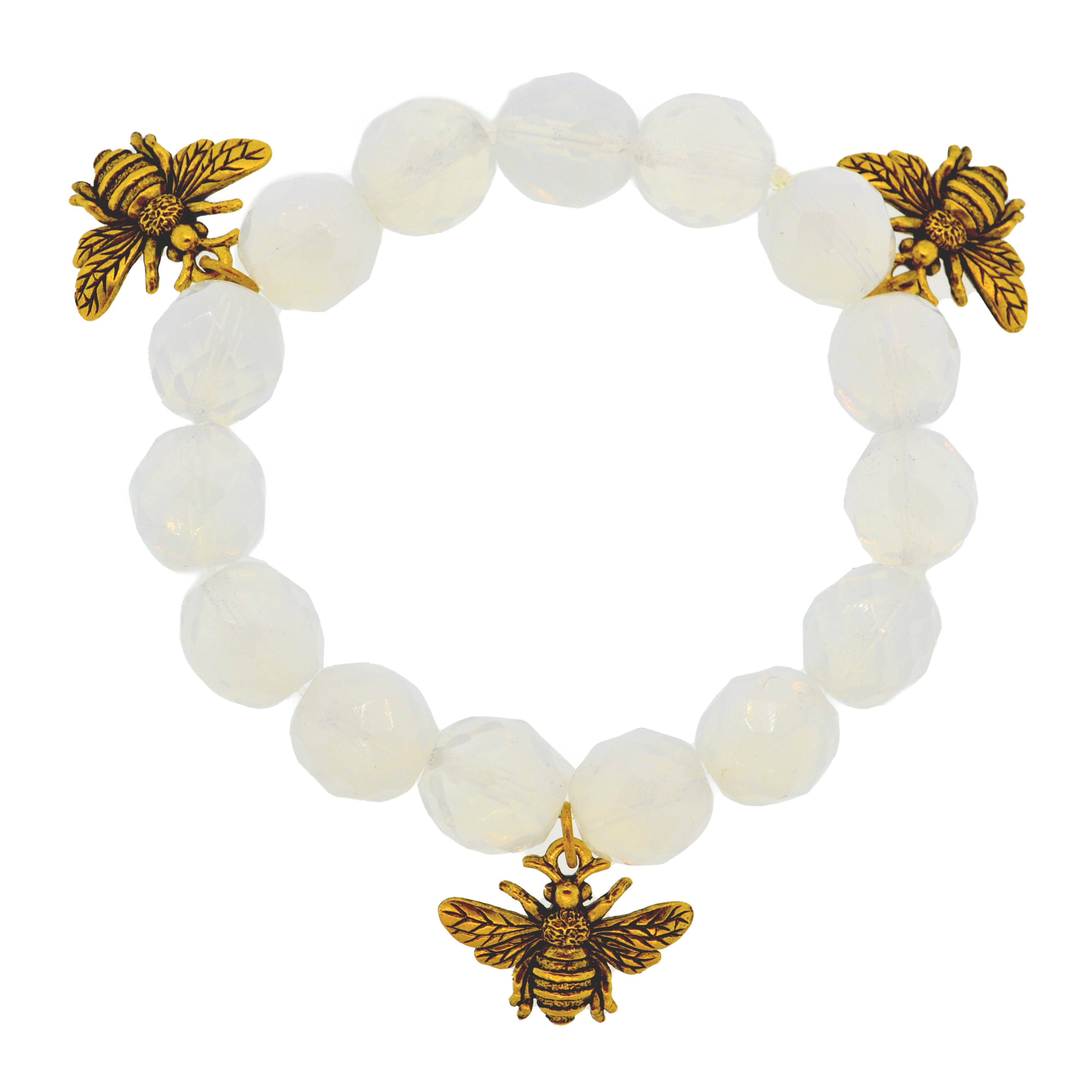 Milky White Bumble Bee Botanical Bracelet