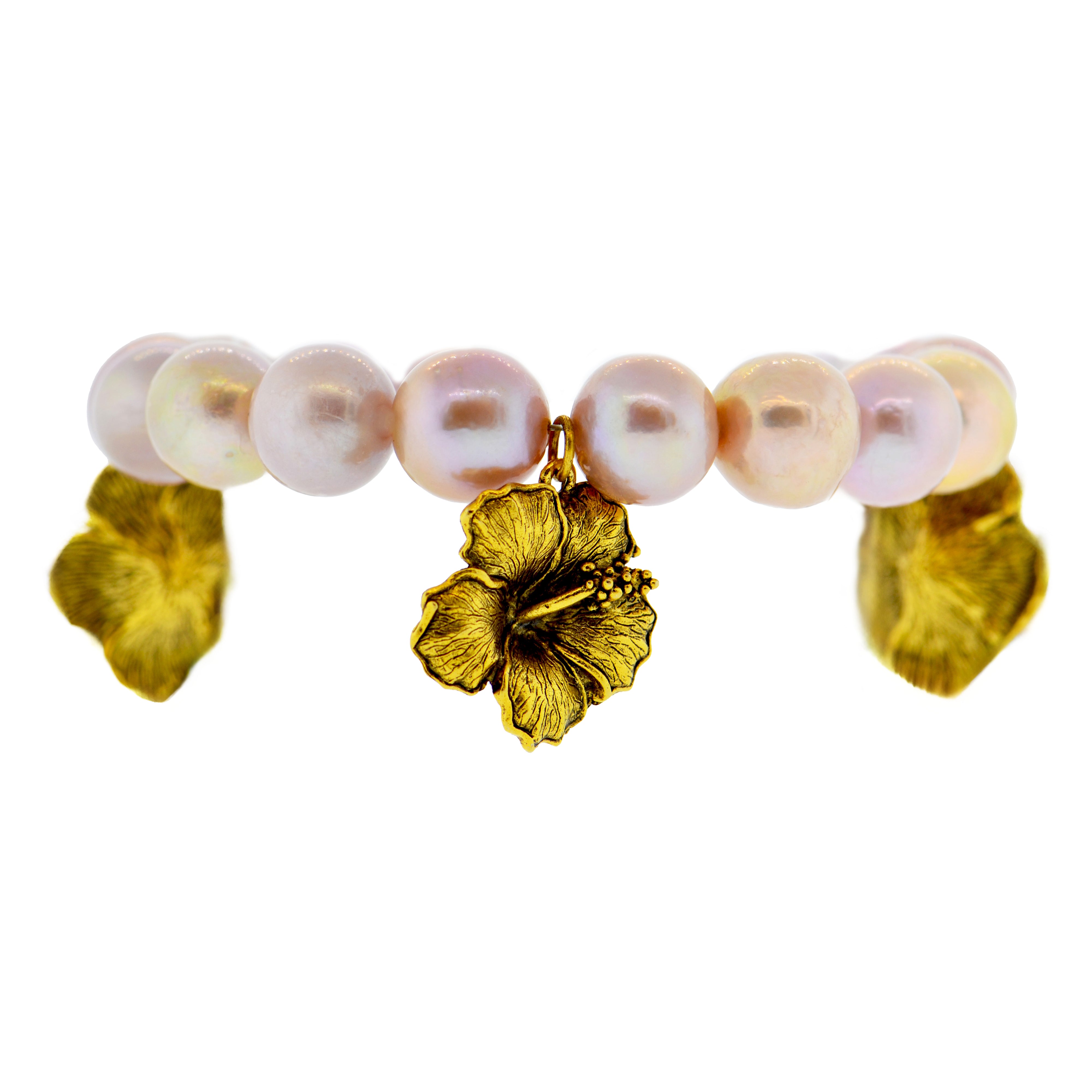 Pink Pearl Hibiscus Botanical Bracelet