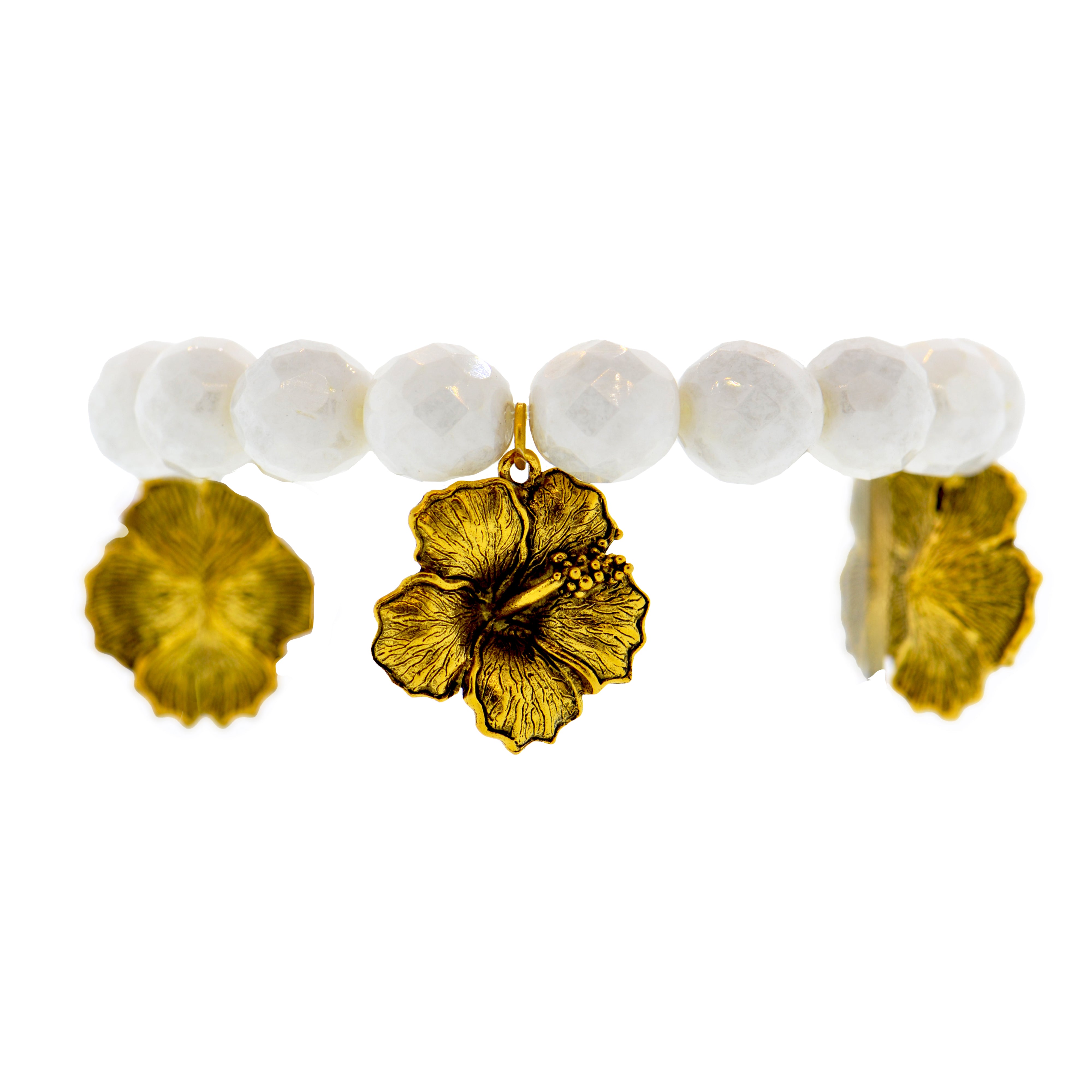 White Hibiscus Botanical Bracelet