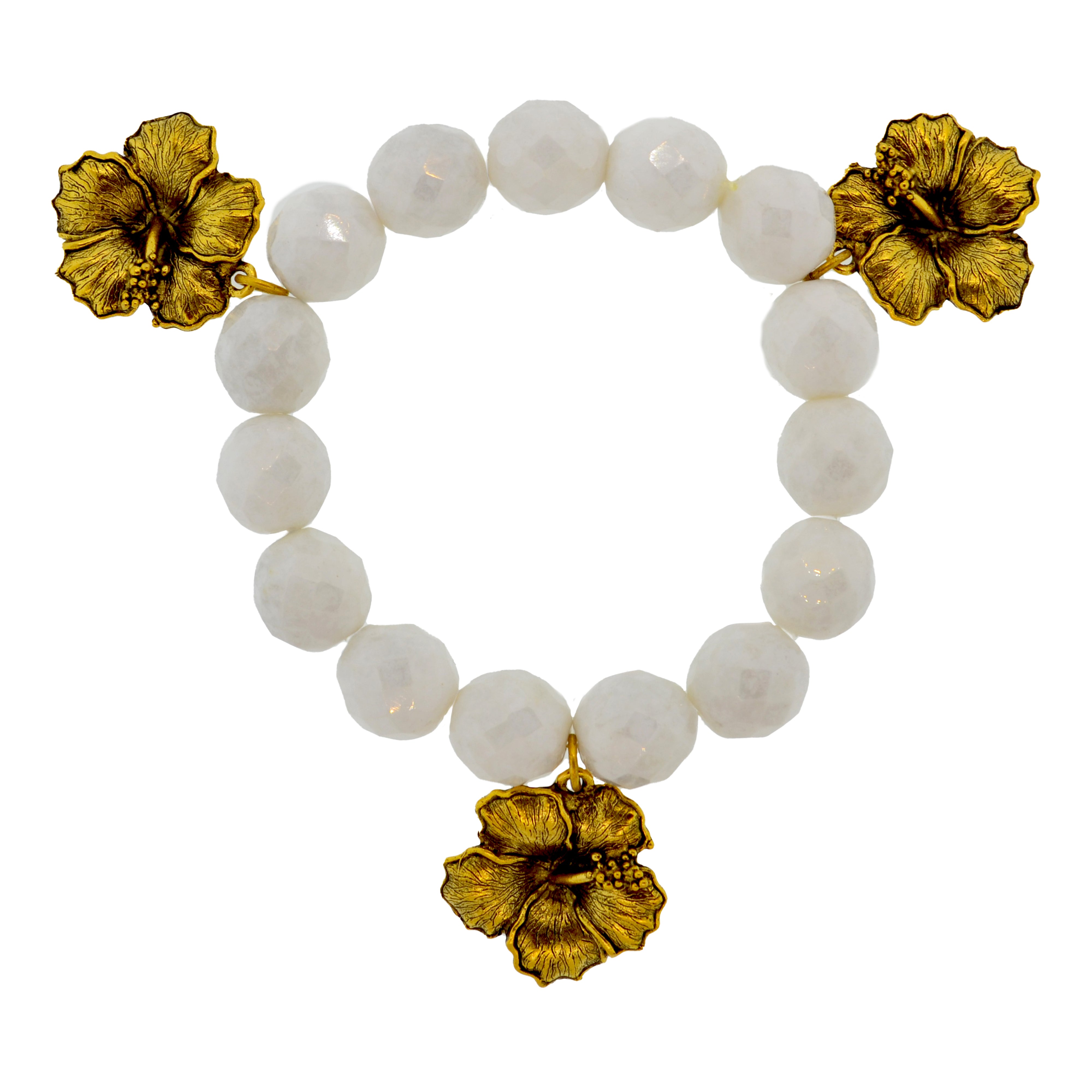 White Hibiscus Botanical Bracelet