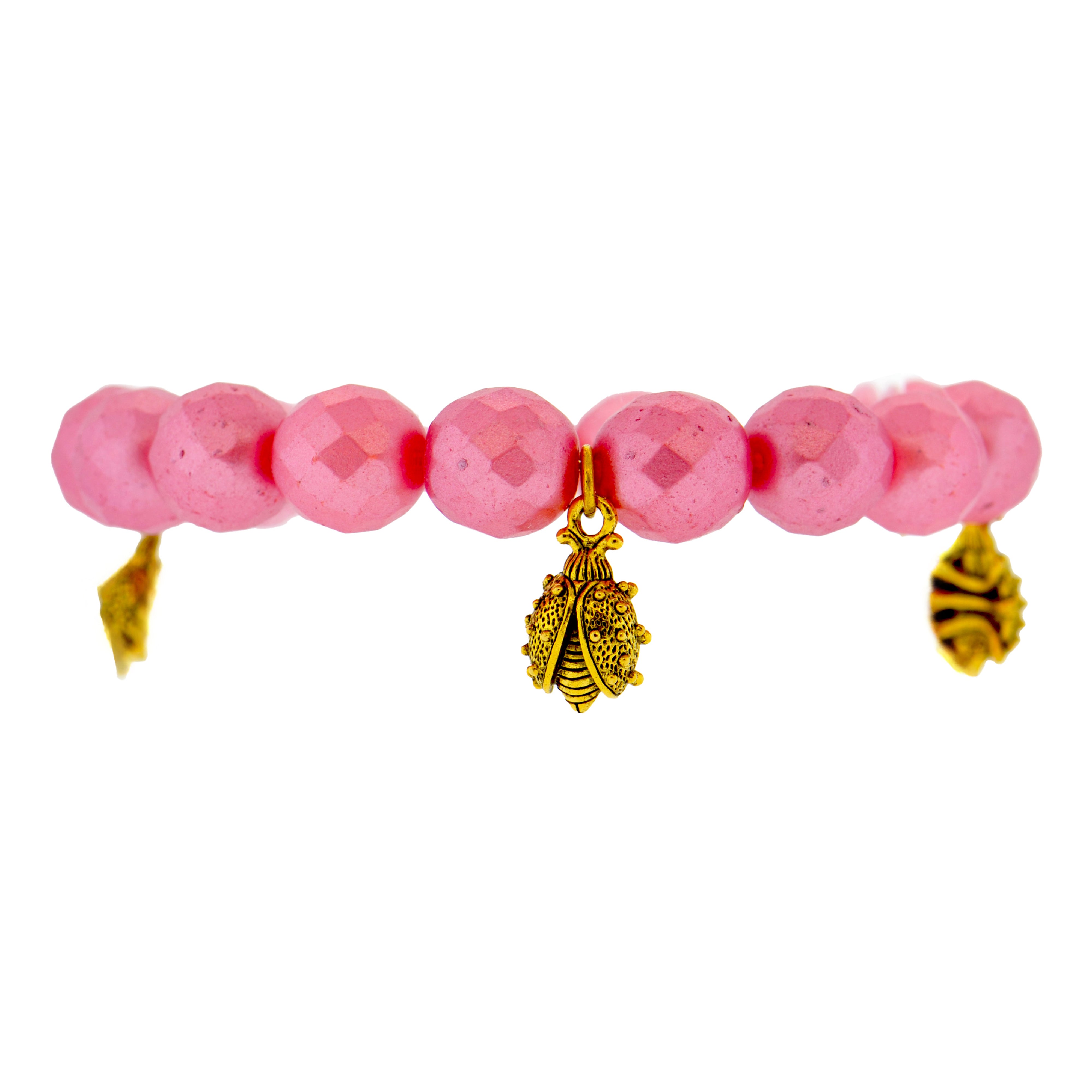 Dusty Rose Ladybird Botanical Bracelet