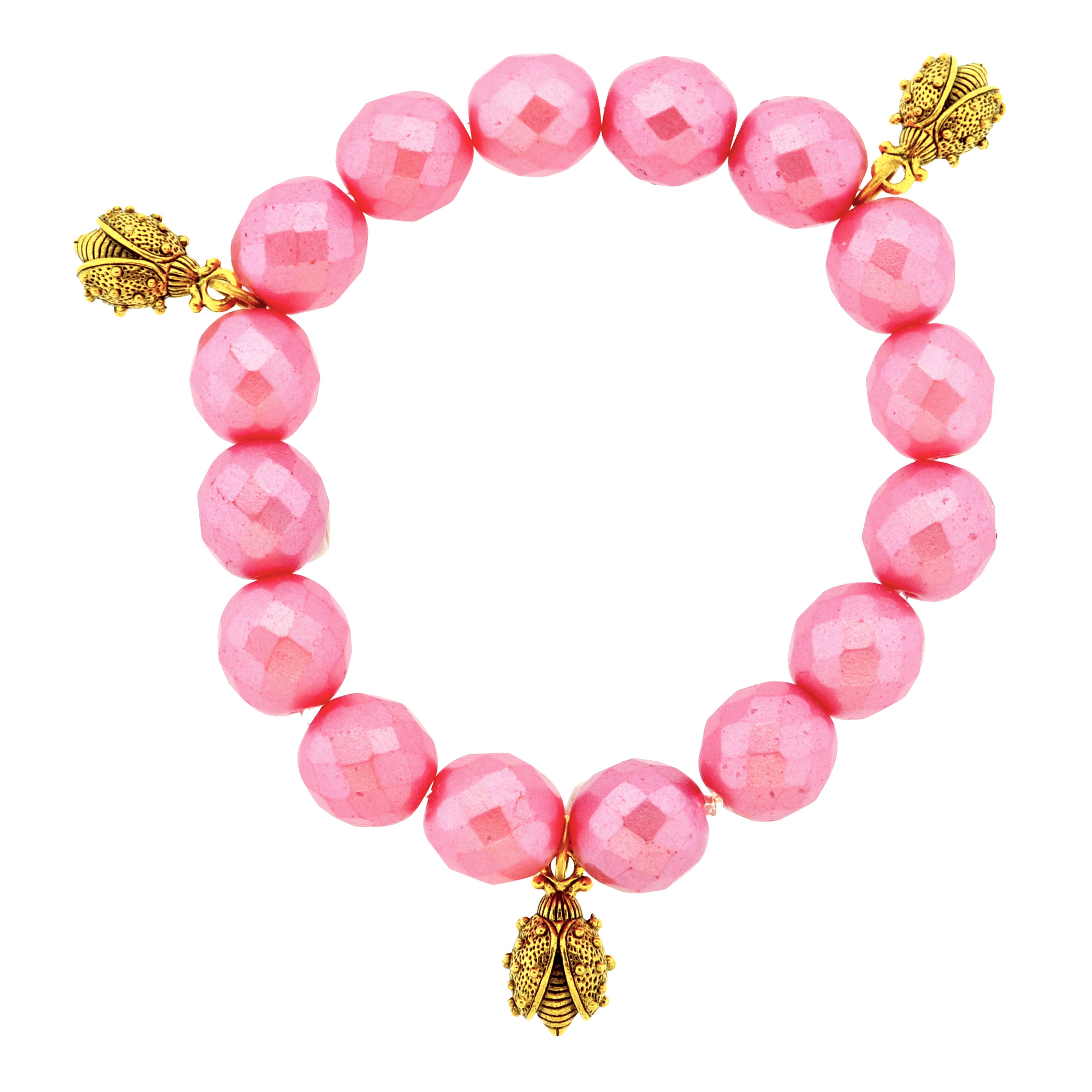 Dusty Rose Ladybird Botanical Bracelet