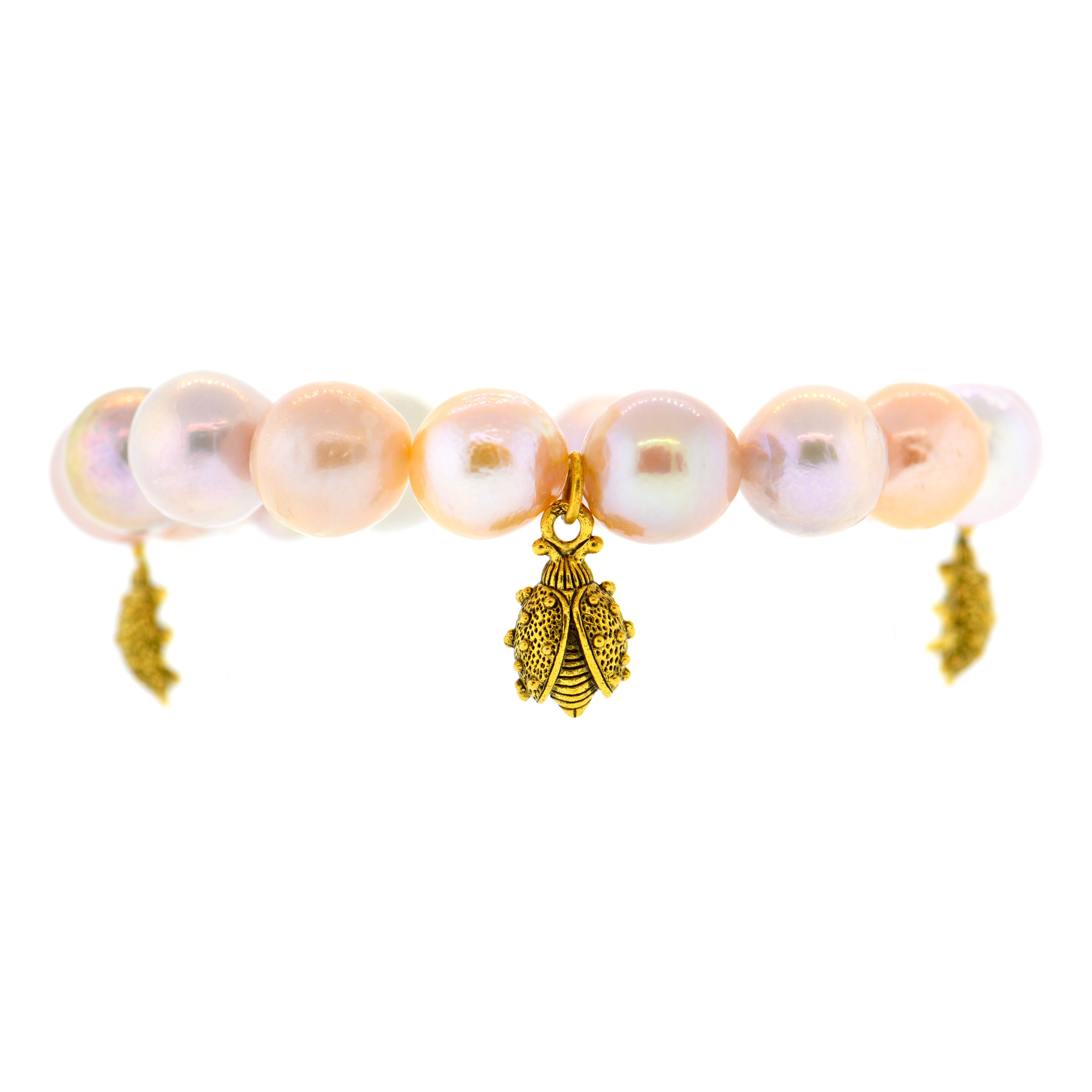 Pink Pearl Ladybird Botanical Bracelet