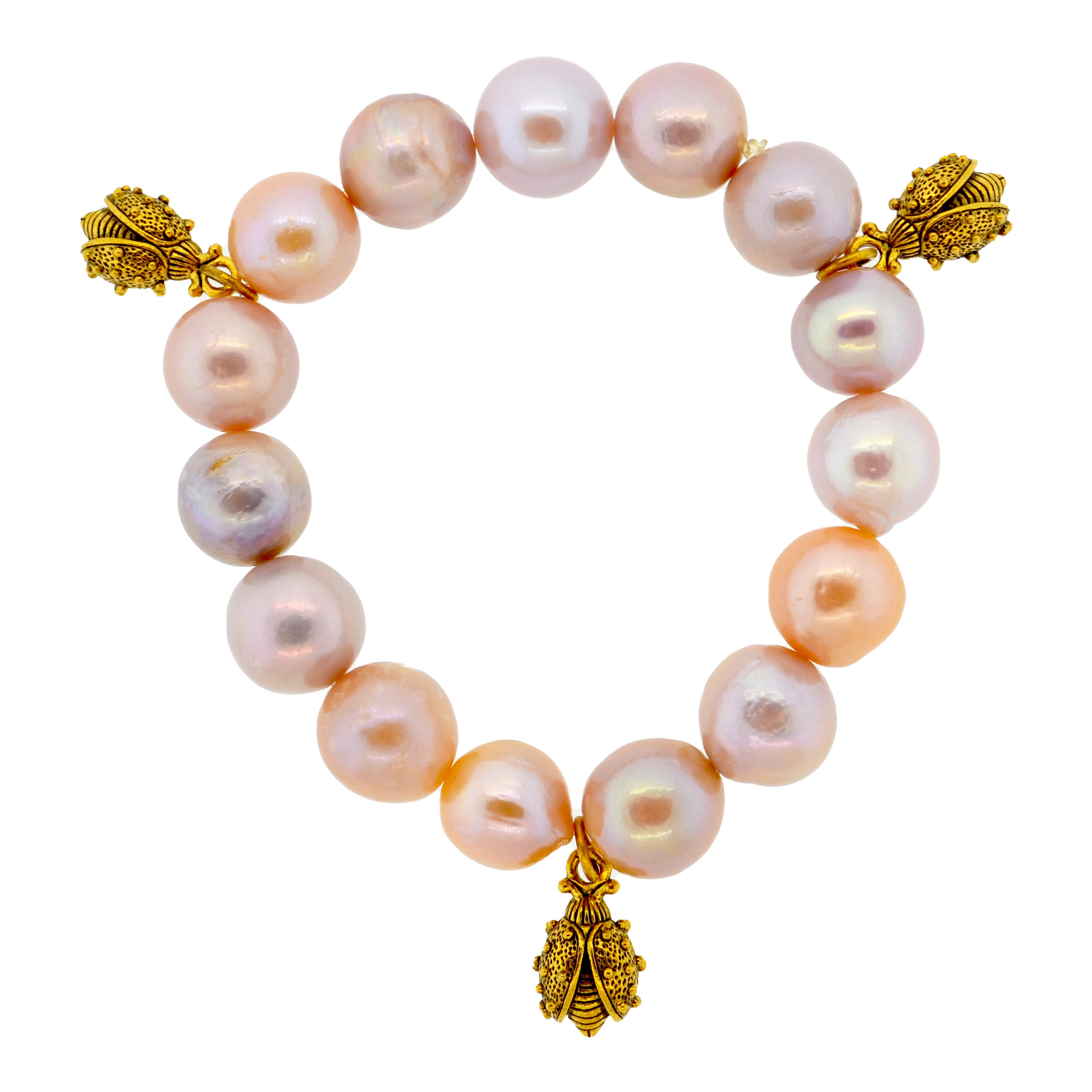 Pink Pearl Ladybird Botanical Bracelet