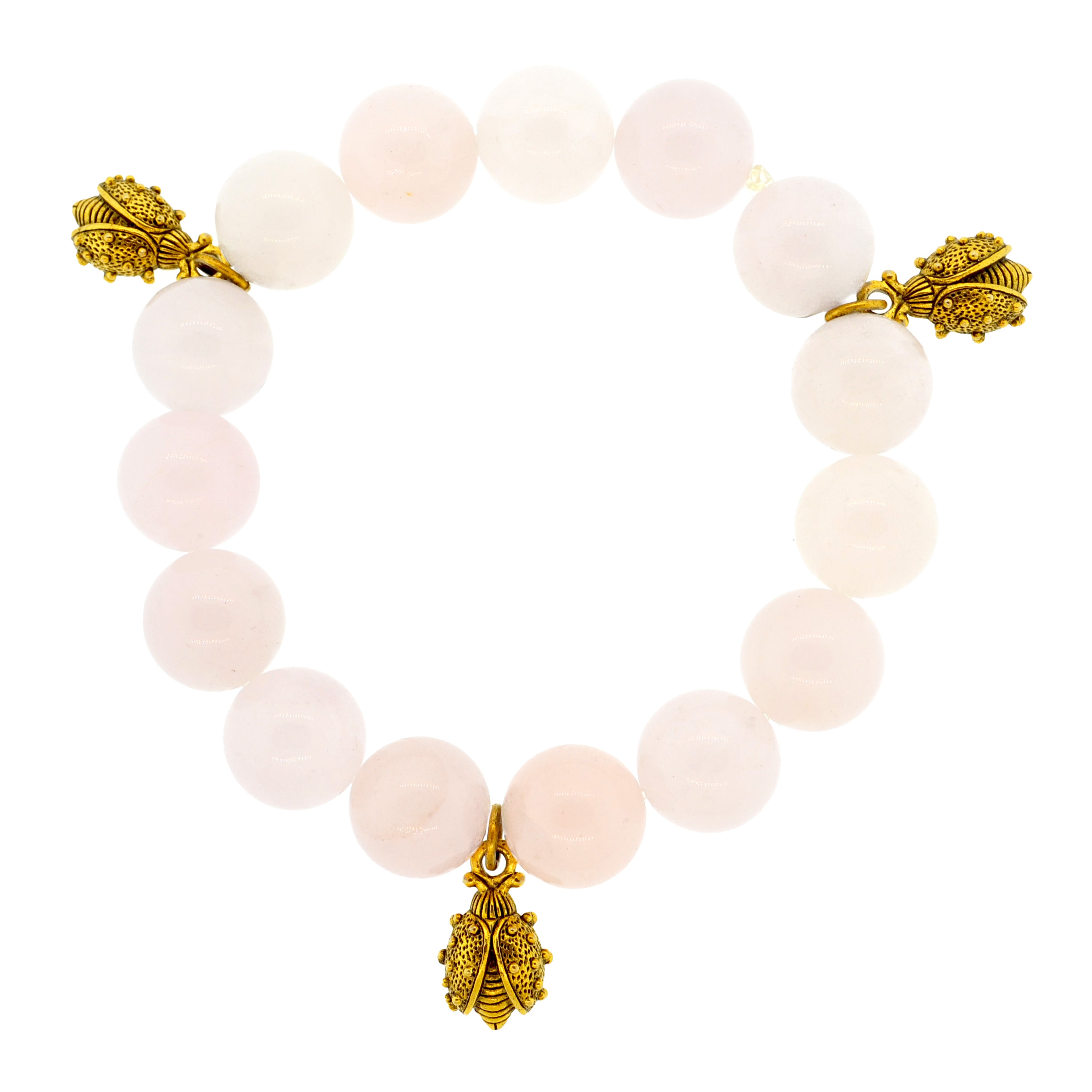 Rose Quartz Ladybird Botanical Bracelet