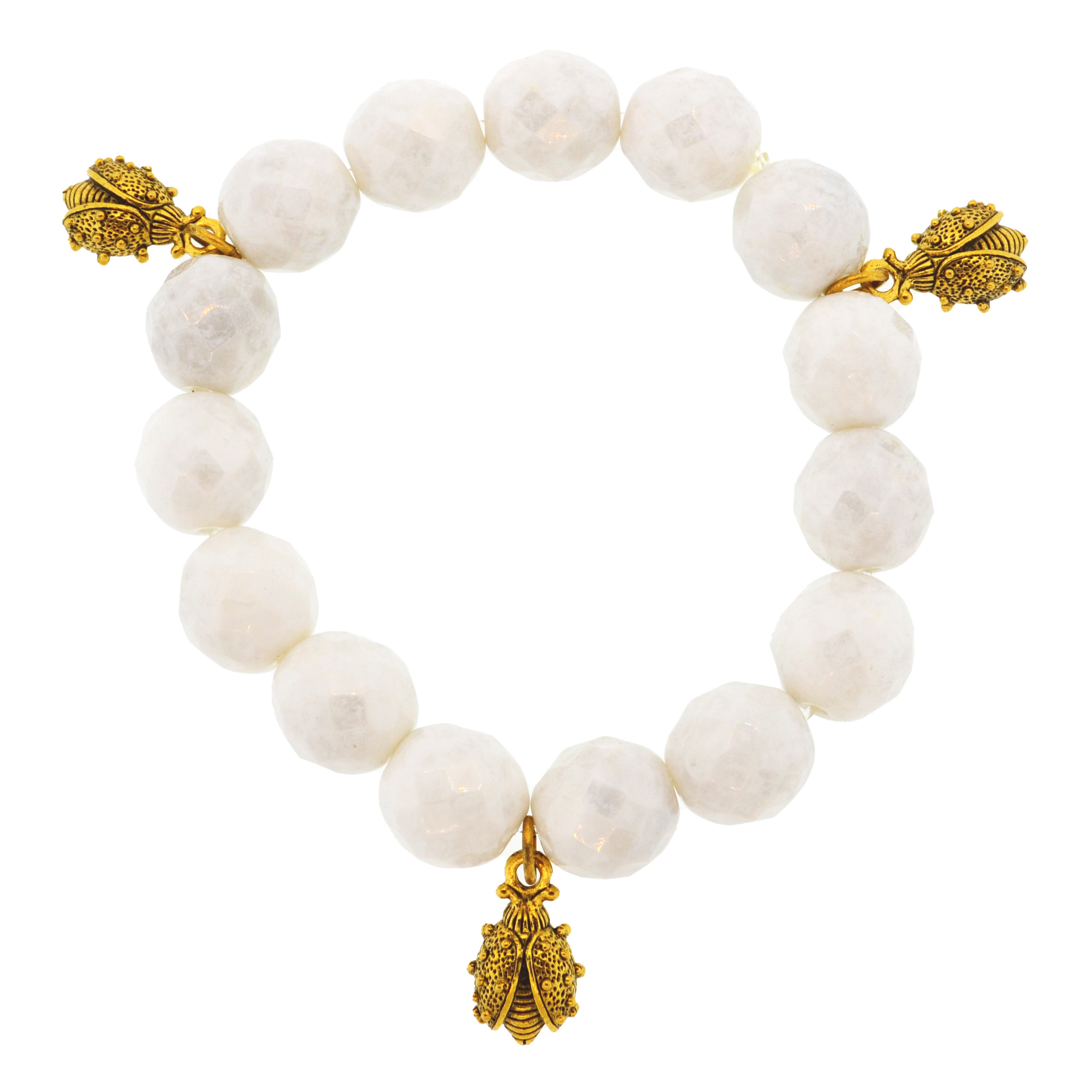 White Ladybird Botanical Bracelet