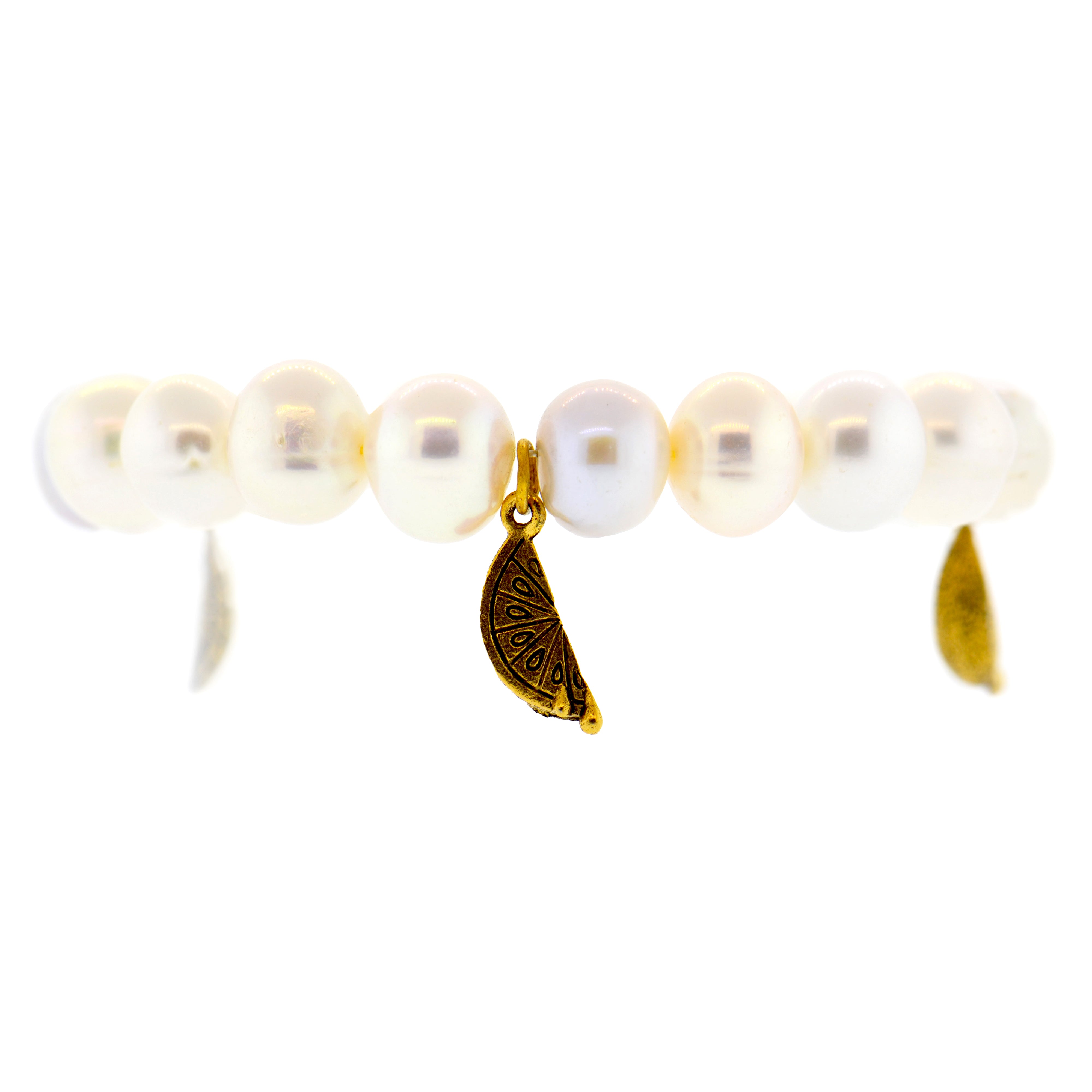 White Pearl Lemon Slice Capri Bracelet