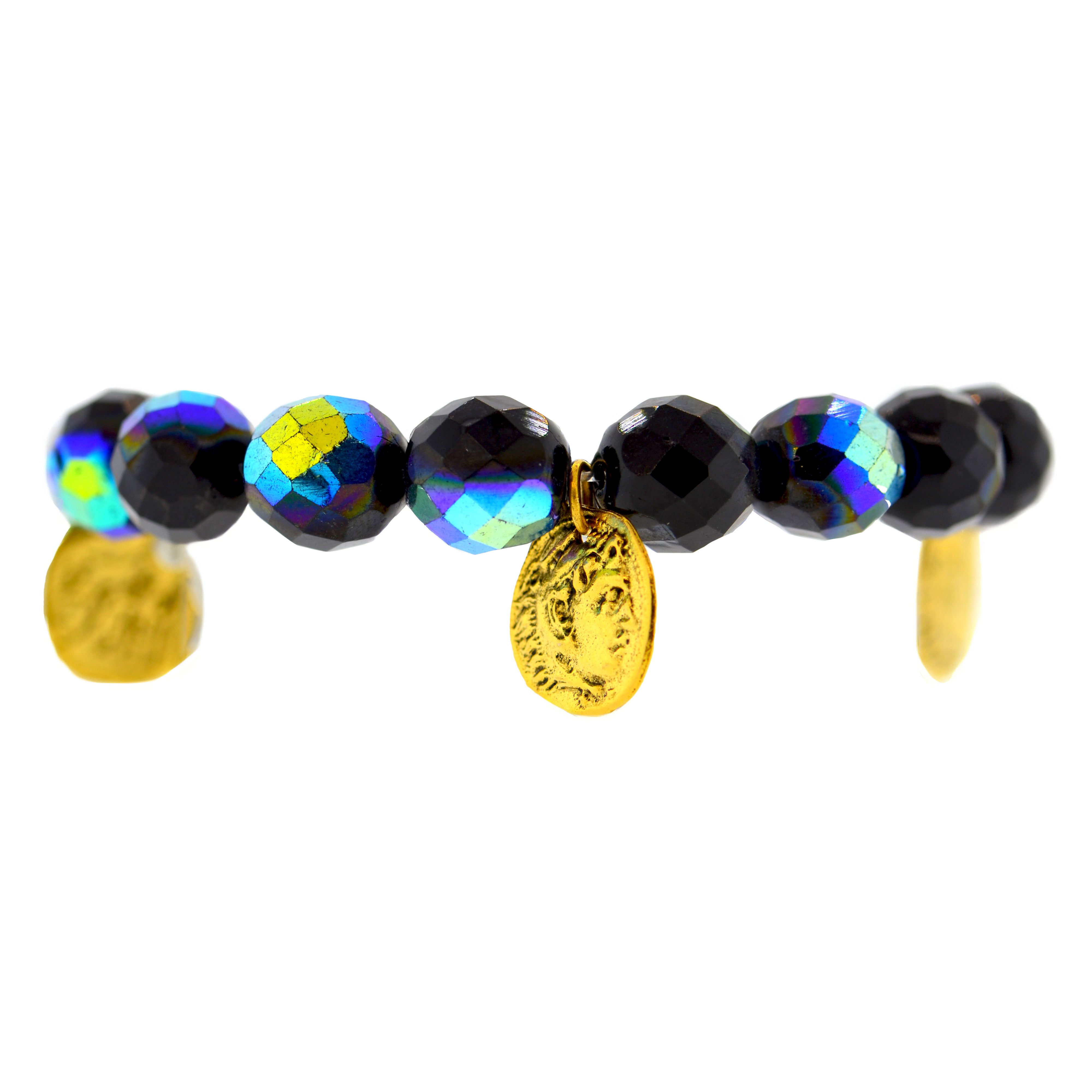 Iridescent Black Ancient Coin Bracelet