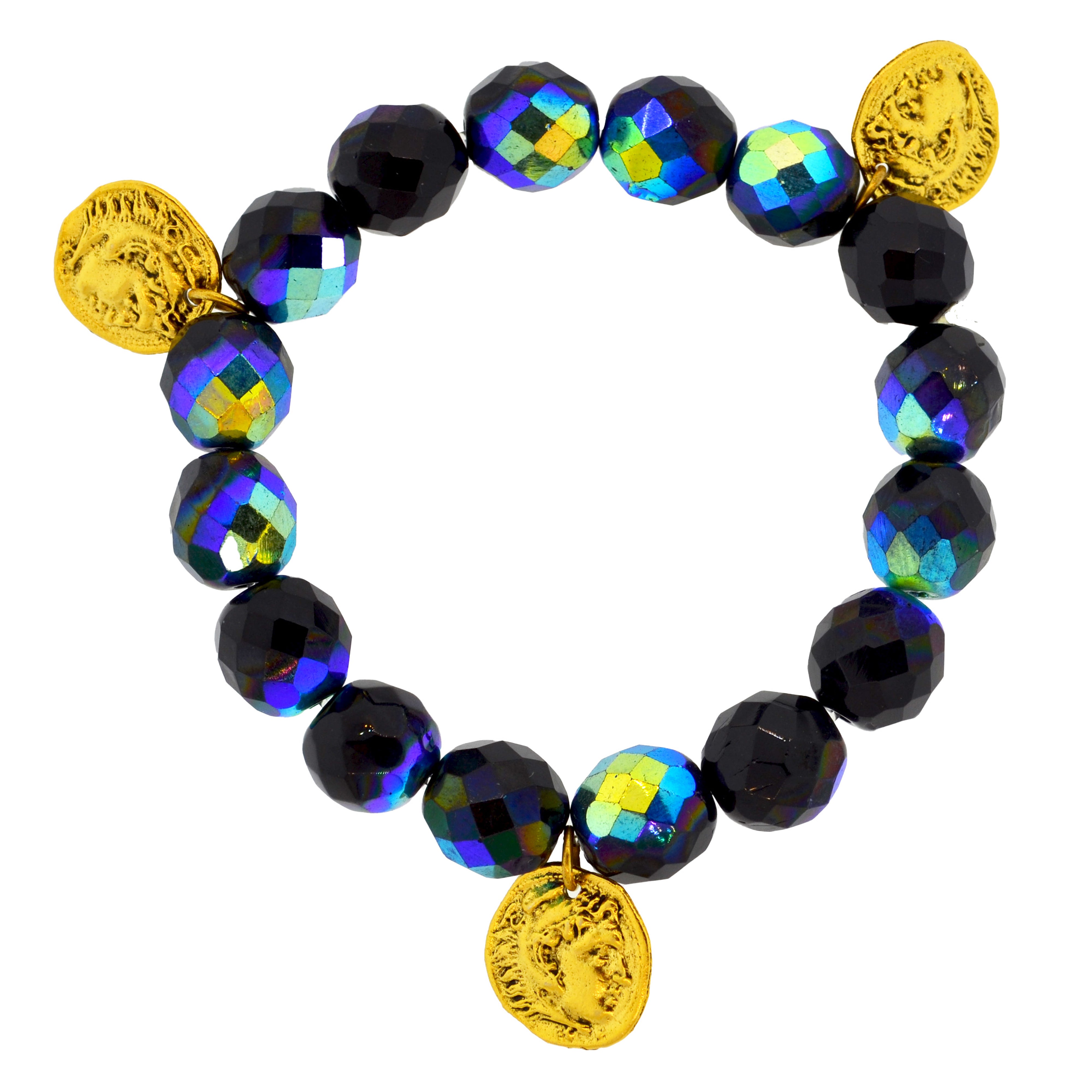 Iridescent Black Ancient Coin Bracelet