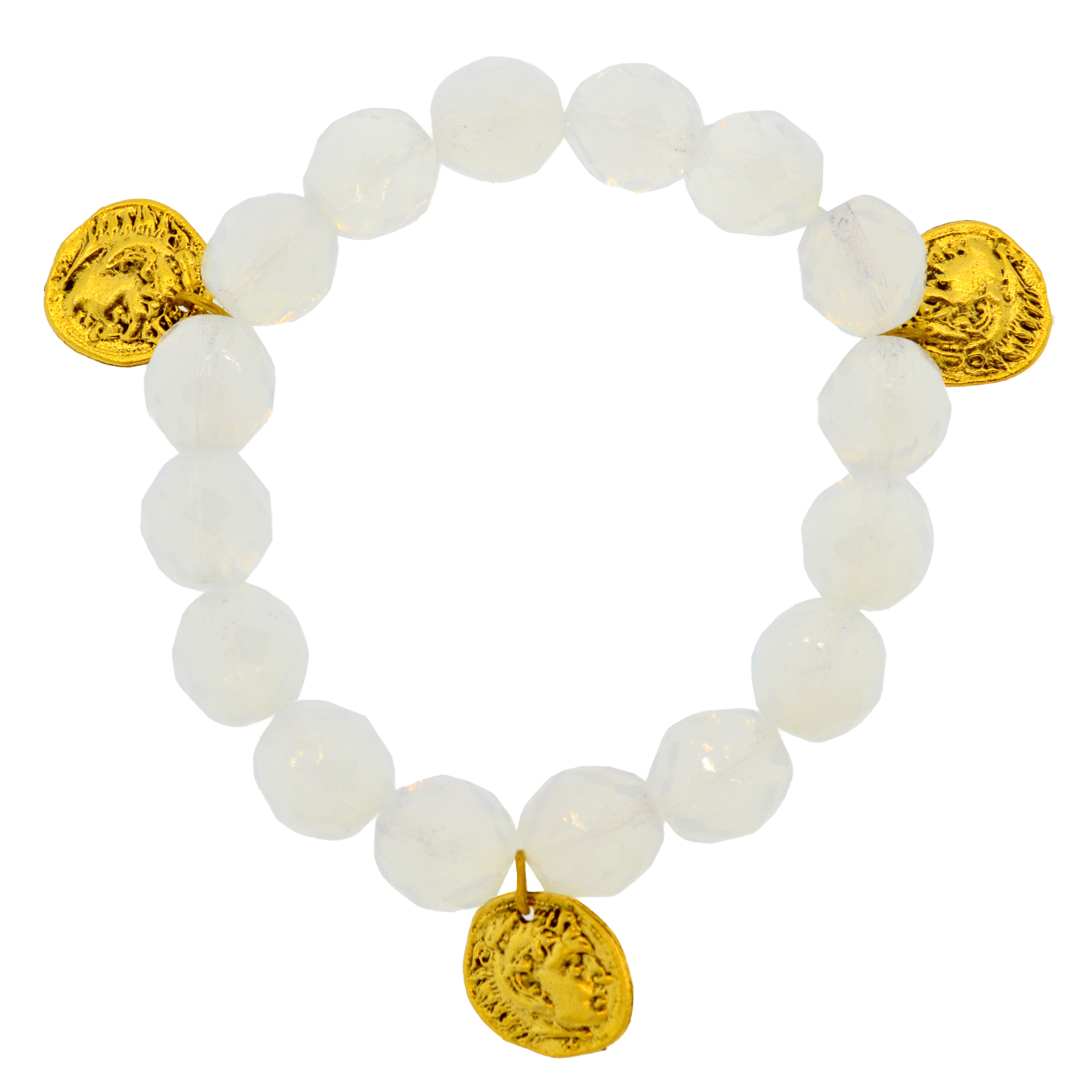 Milky White Ancient Coin Bracelet