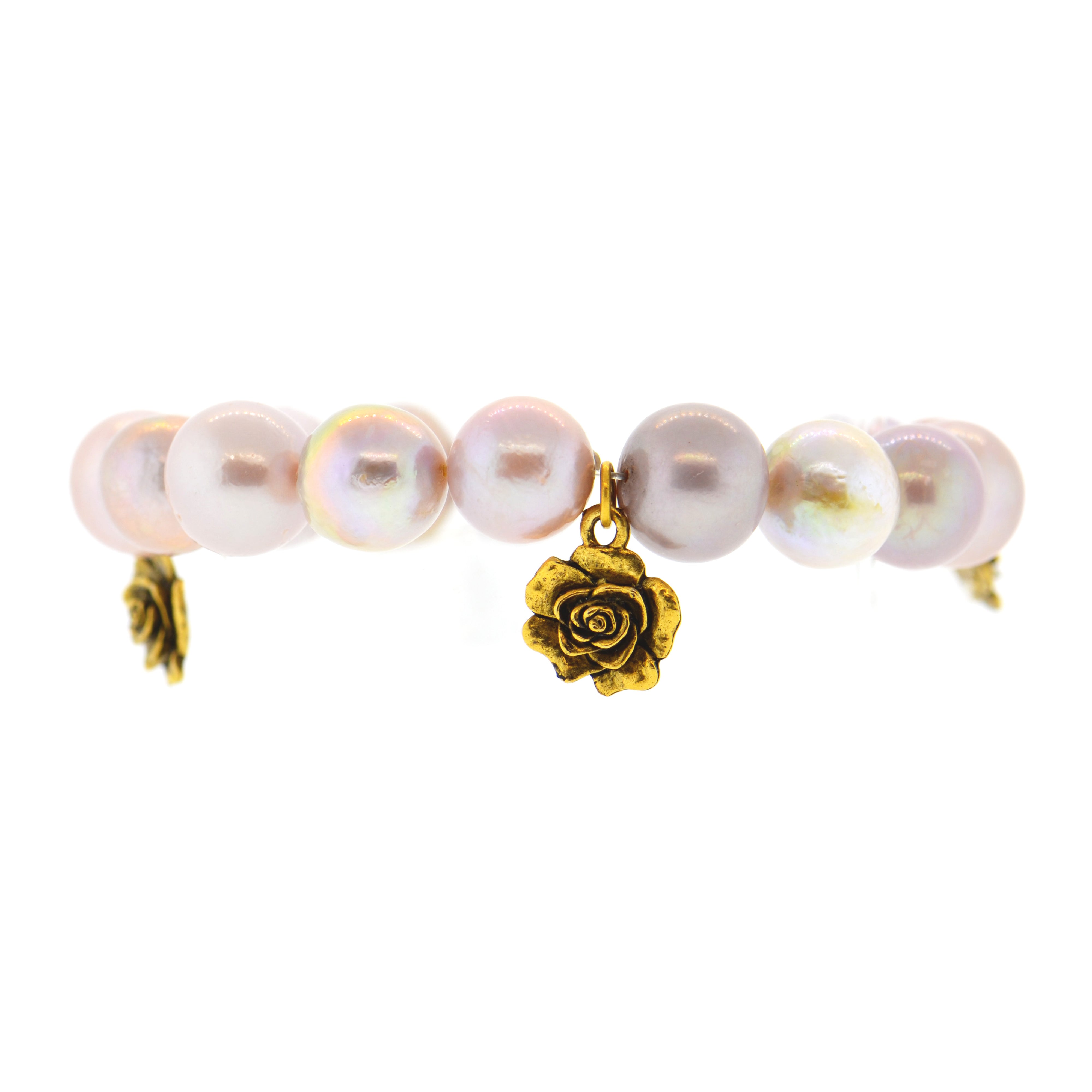 Pink Pearls Rose Botanical Bracelet