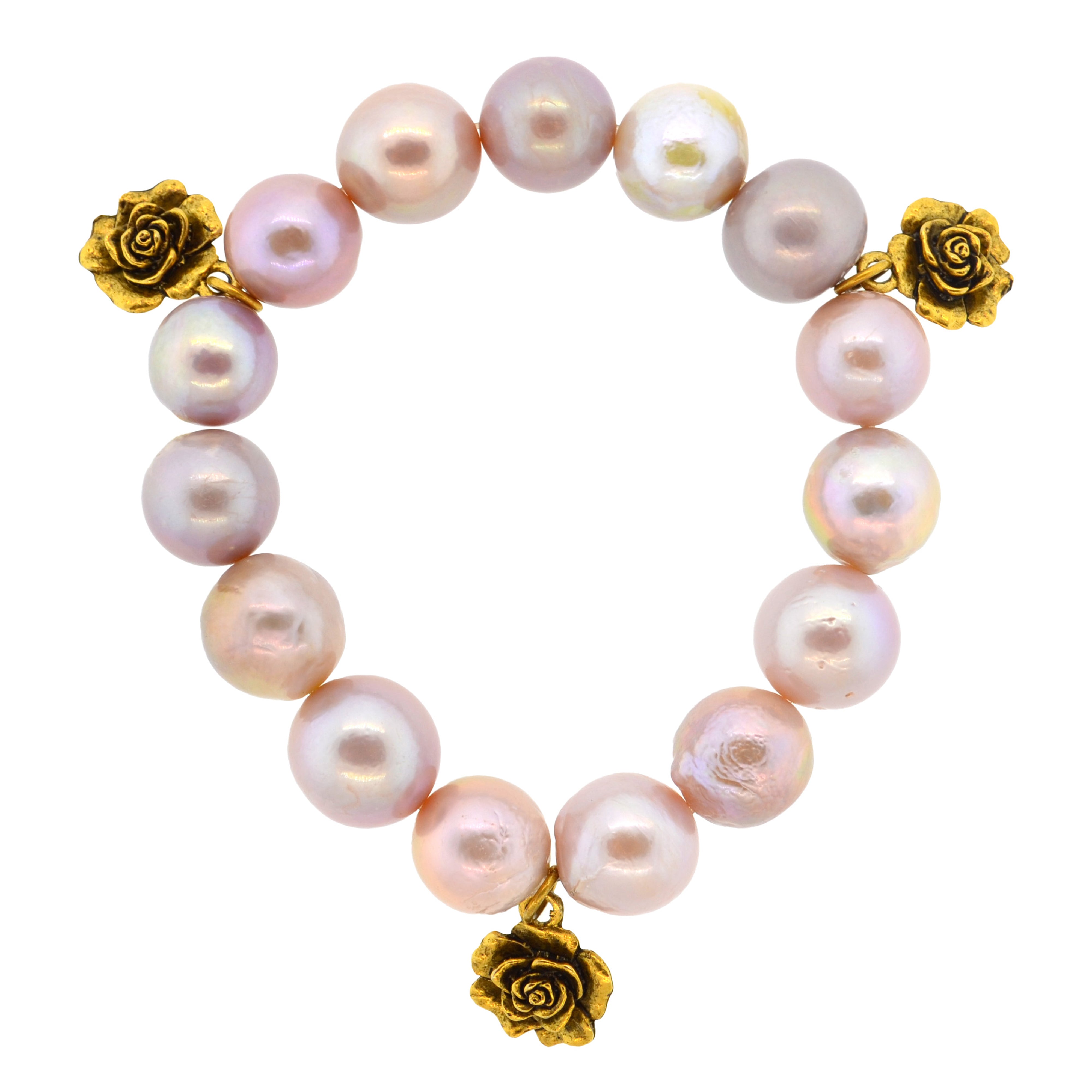 Pink Pearls Rose Botanical Bracelet