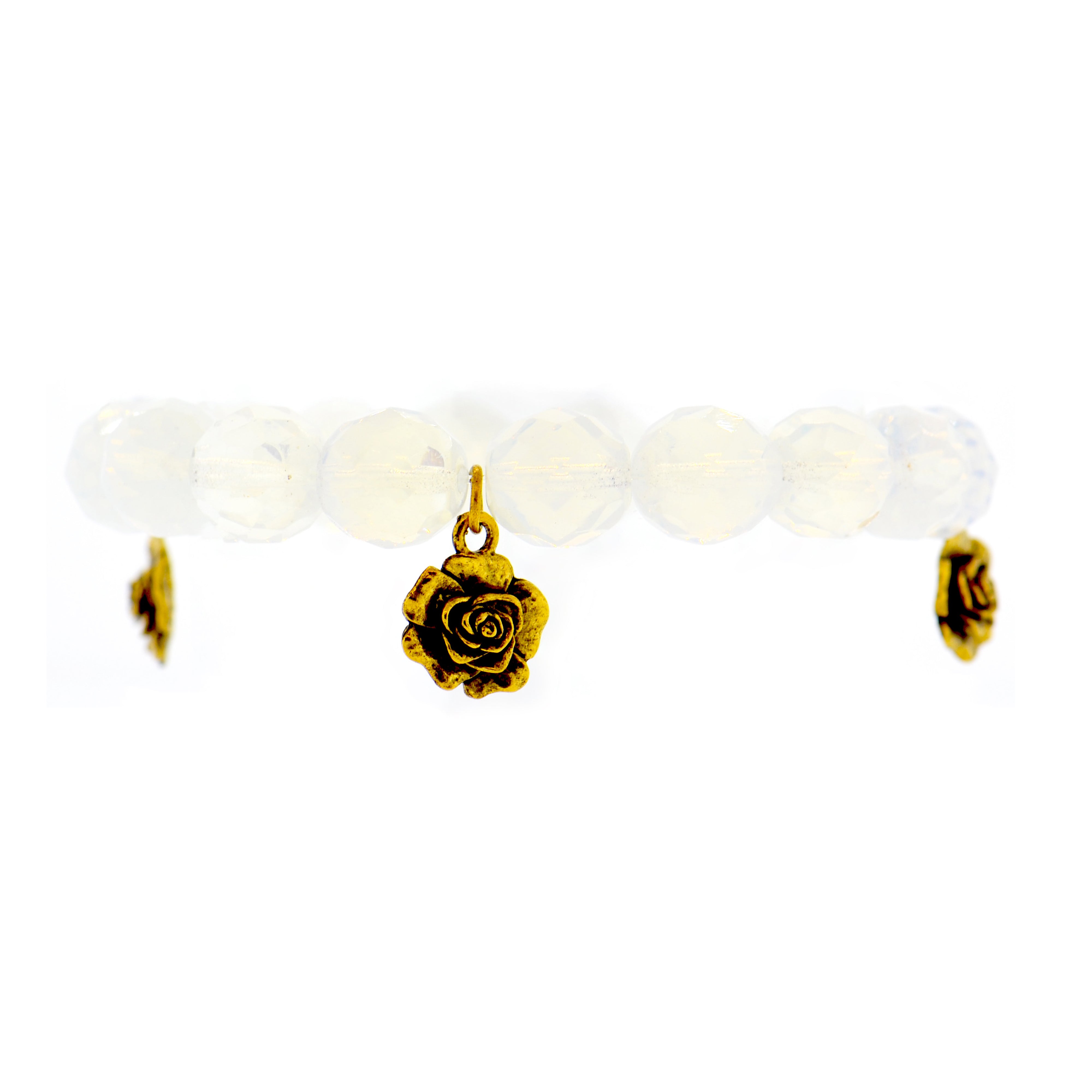 Milky White Rose Botanical Bracelet