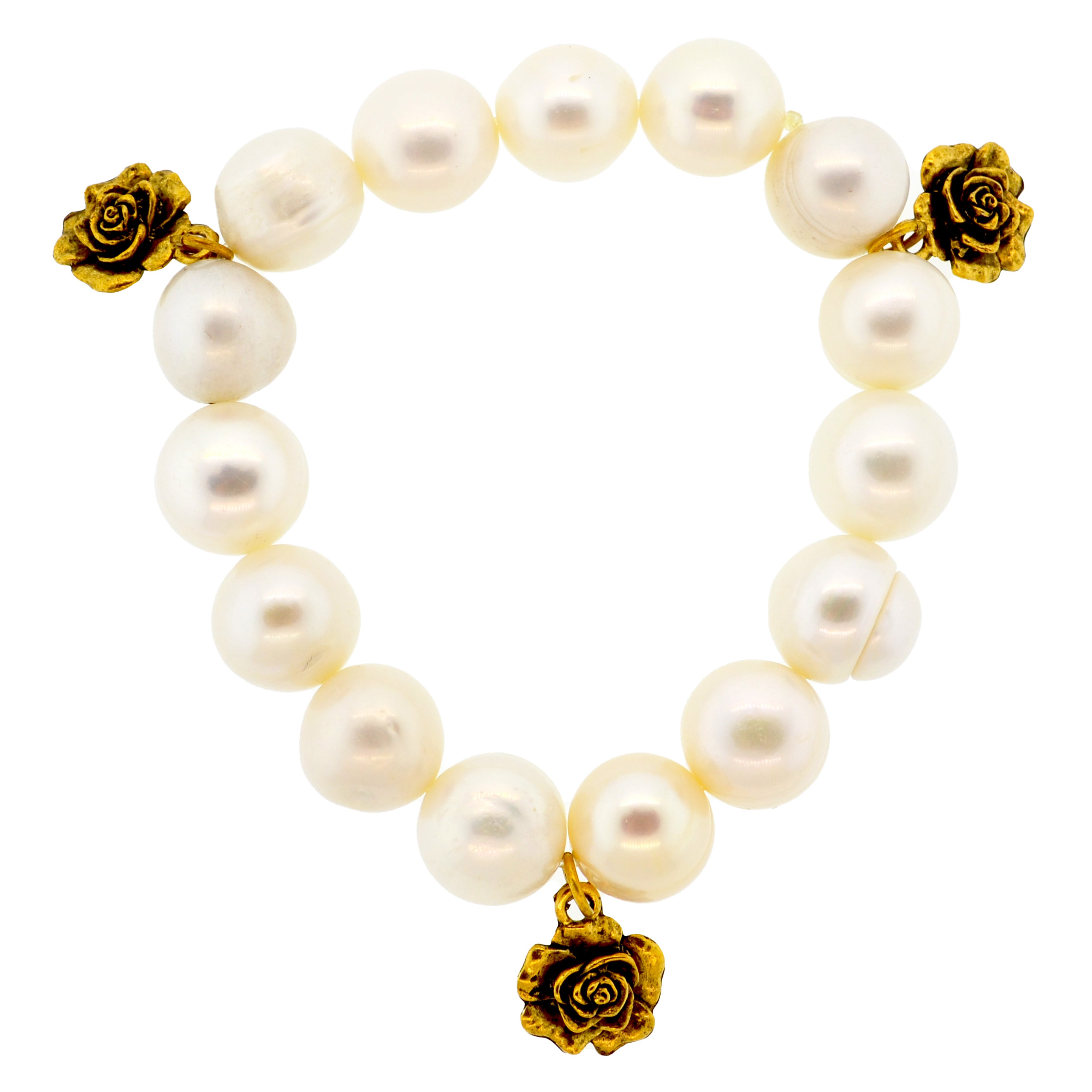 White Pearl Rose Botanical Bracelet