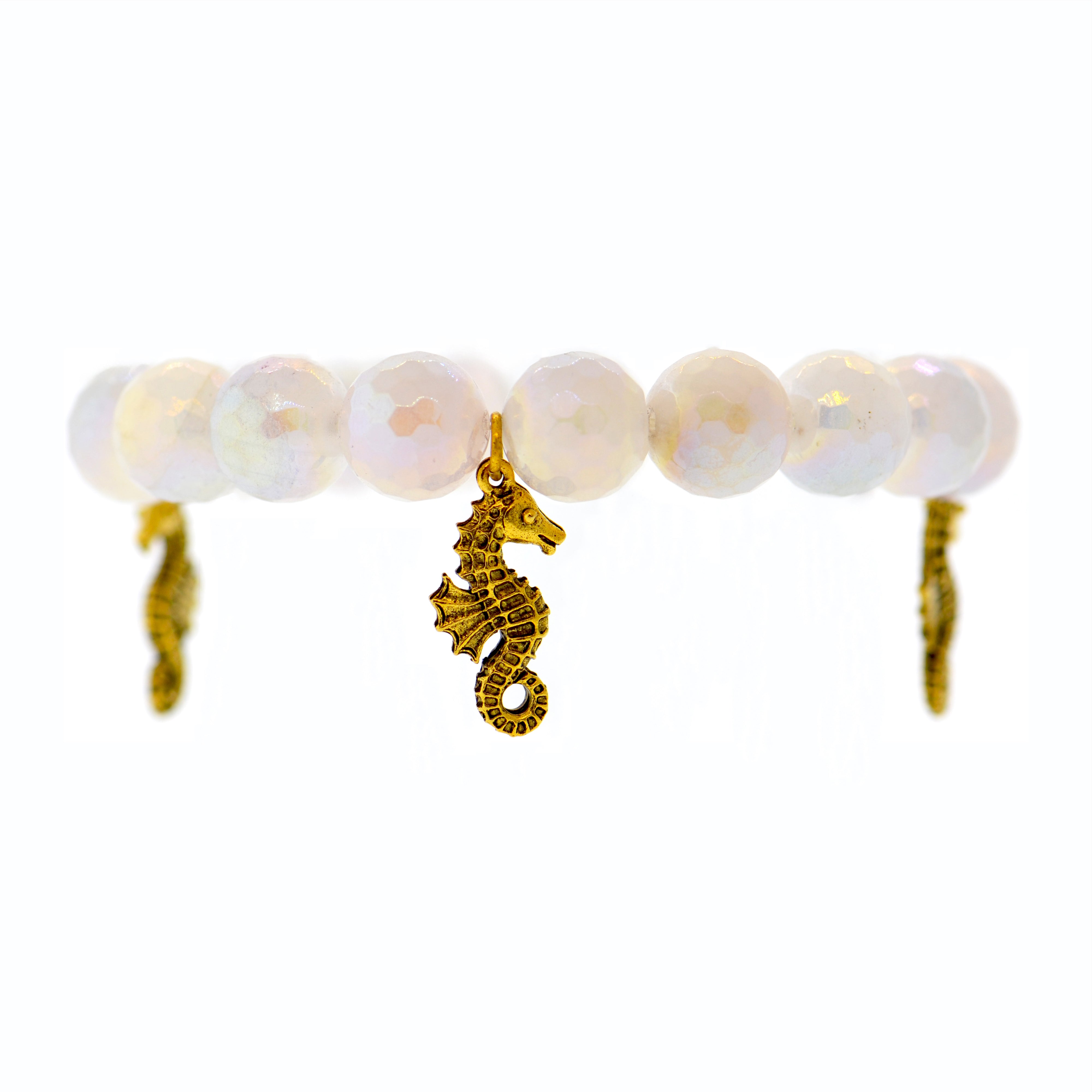 Mystic Rose Quartz Galapagos Sea Horse Bracelet
