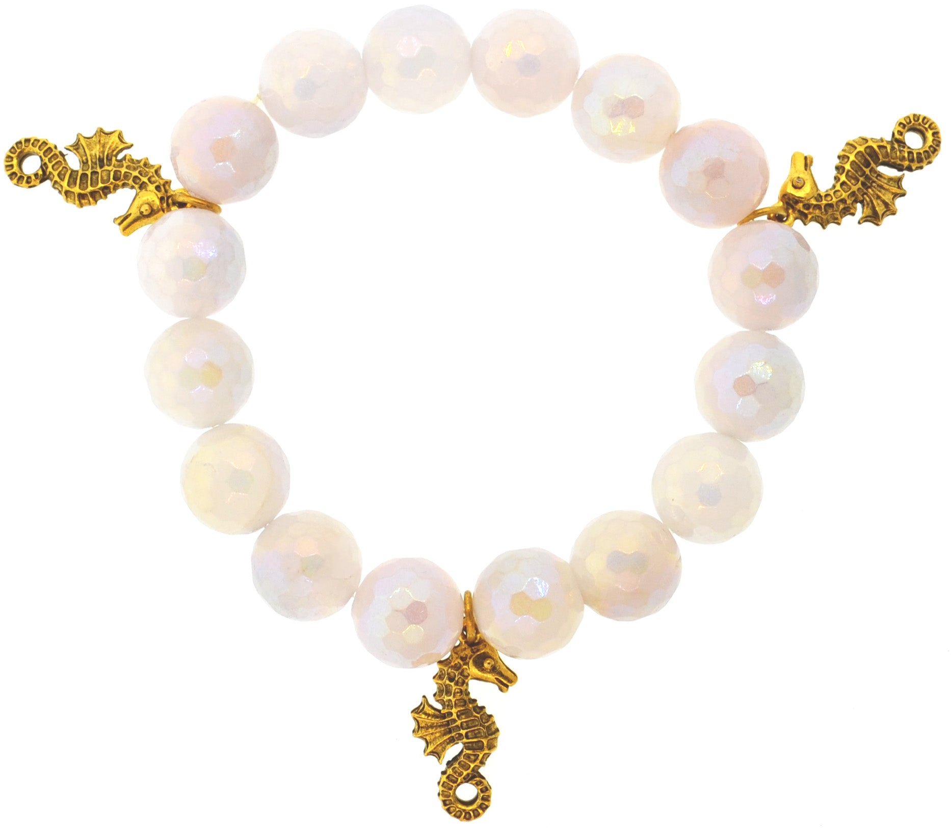 Mystic Rose Quartz Galapagos Sea Horse Bracelet