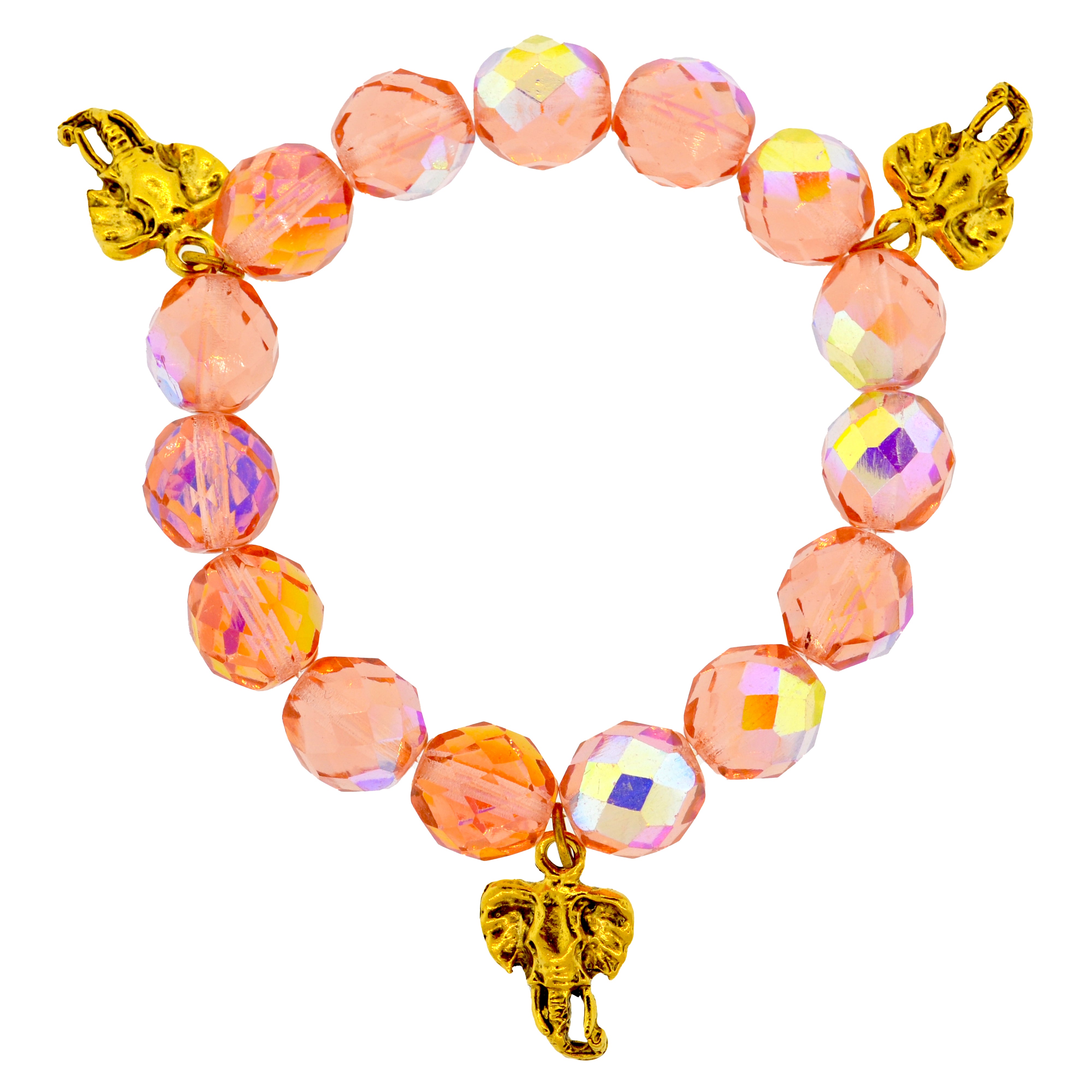 Iridescent Rose Elephant Bracelet