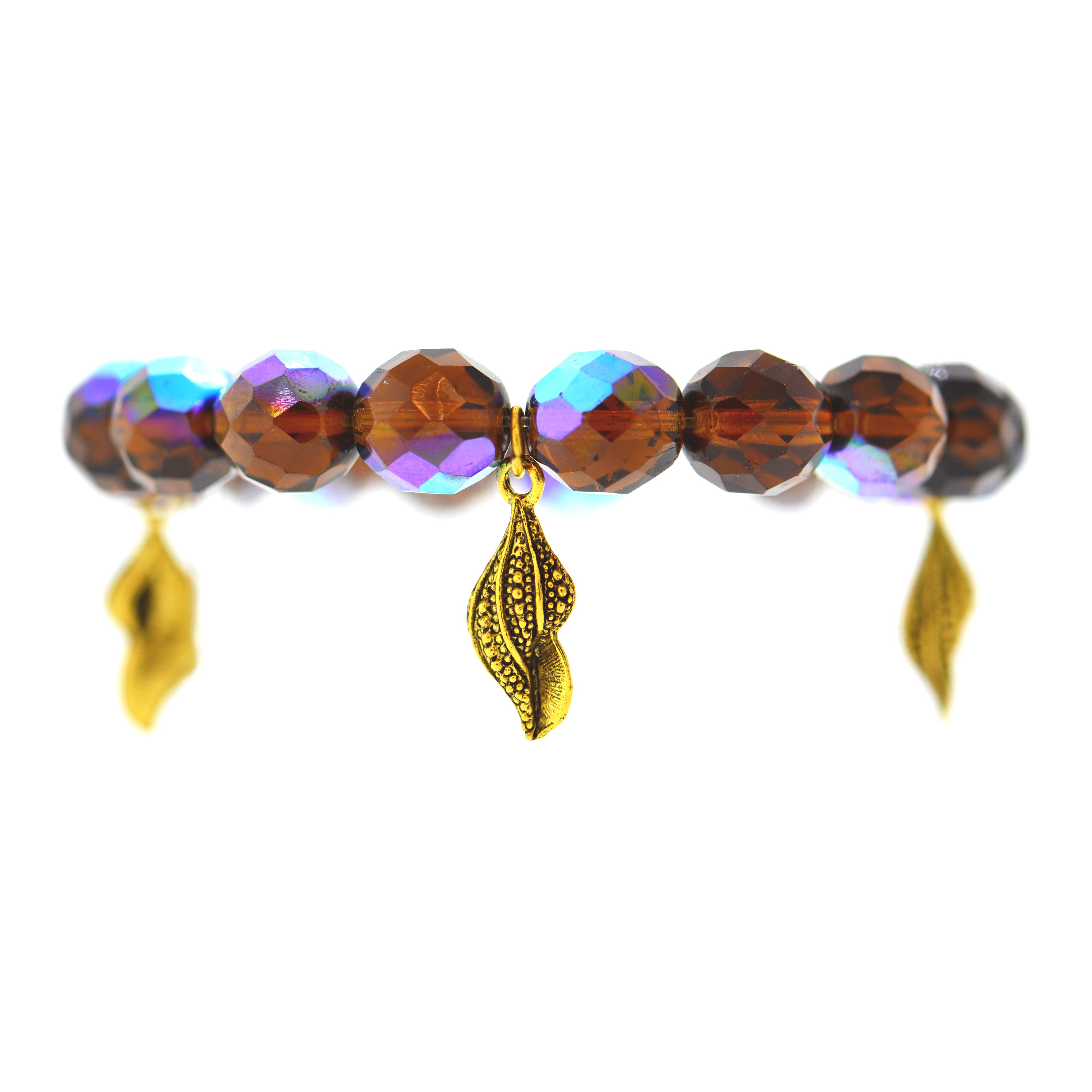 Iridescent Smokey Quartz Galapagos Conch Shell Bracelet