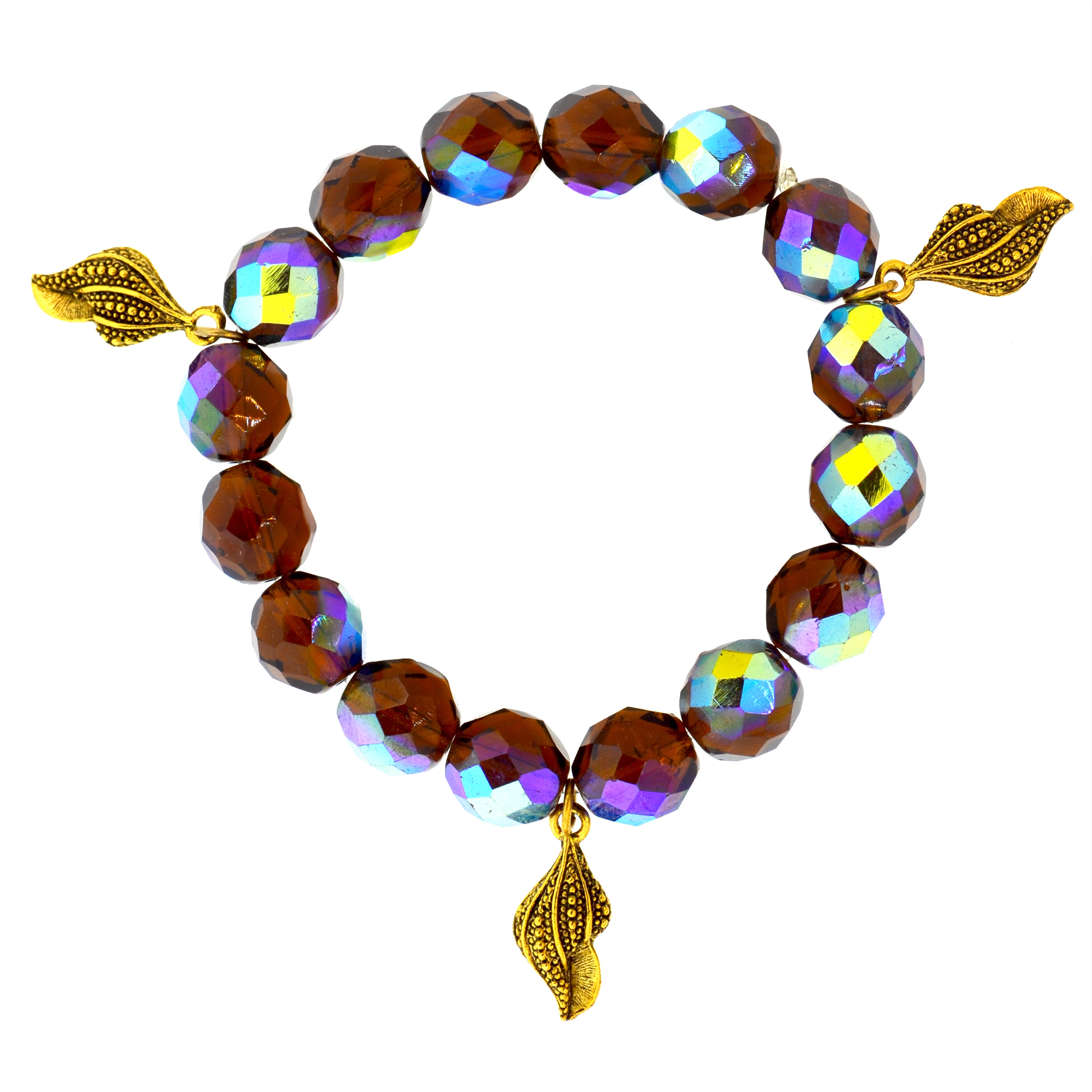 Iridescent Smokey Quartz Galapagos Conch Shell Bracelet