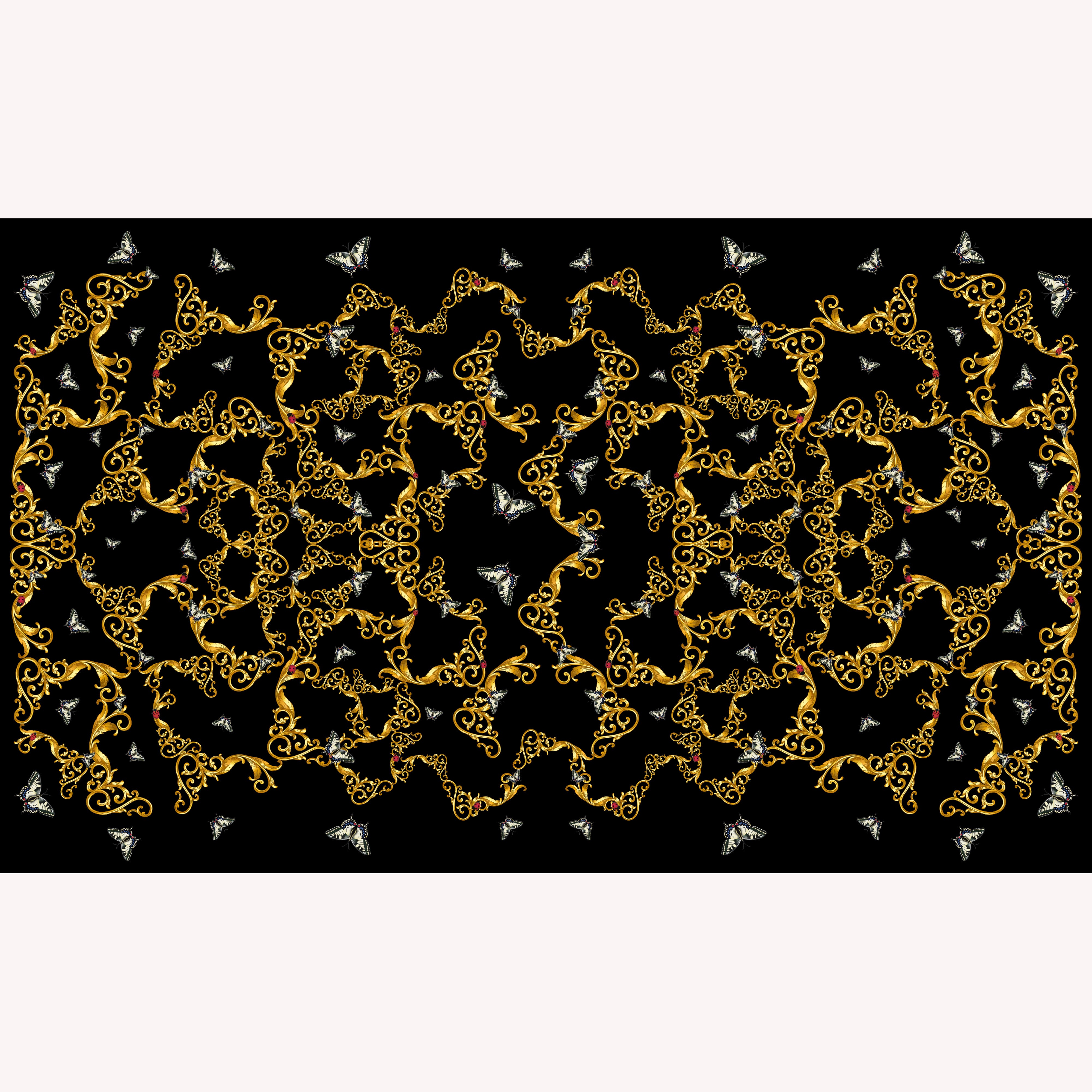 Butterfly & Baroque 100% Cashmere Scarf in Black