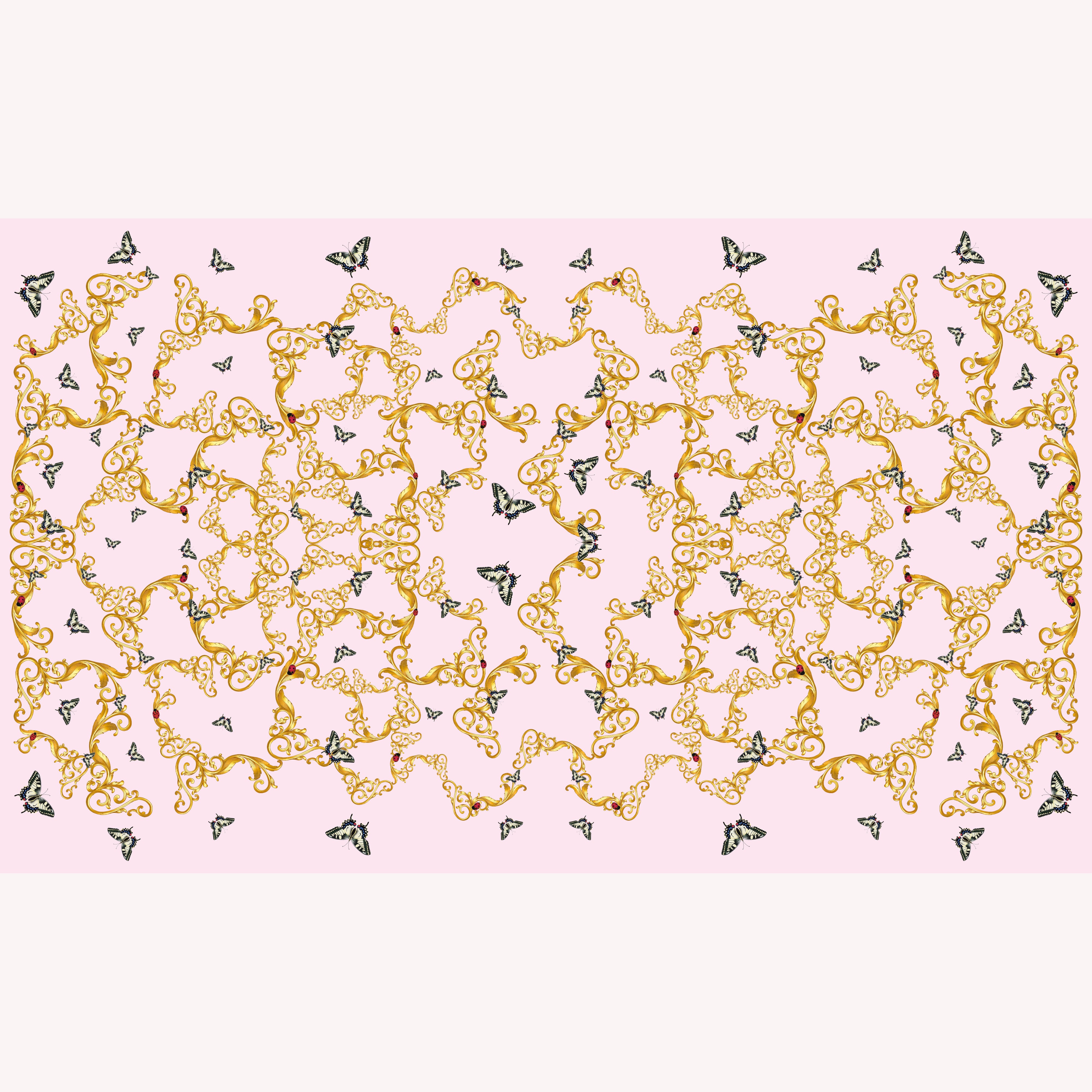 Butterfly & Baroque 100% Cashmere Scarf in Pink