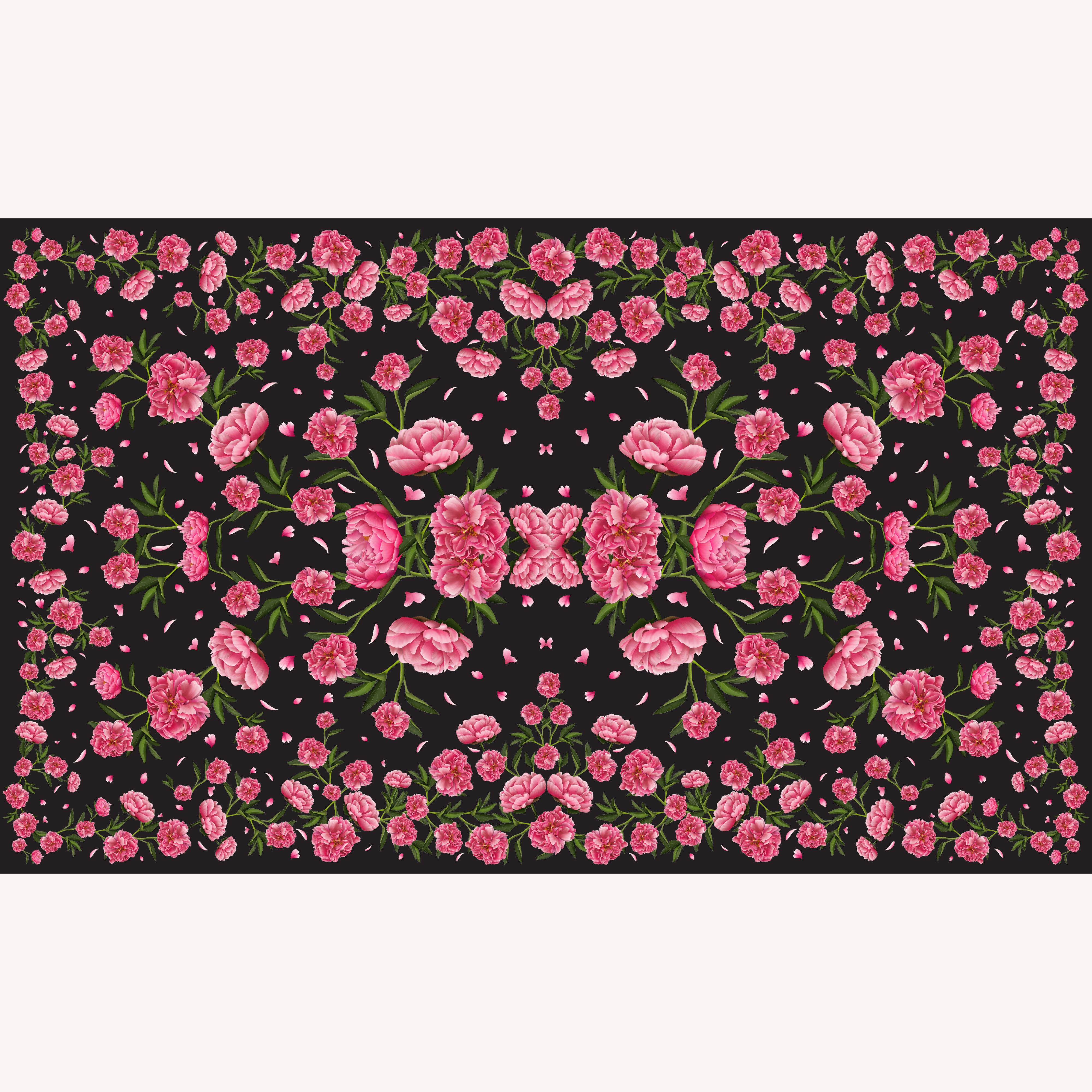 Peony 100% Cashmere Scarf in Black