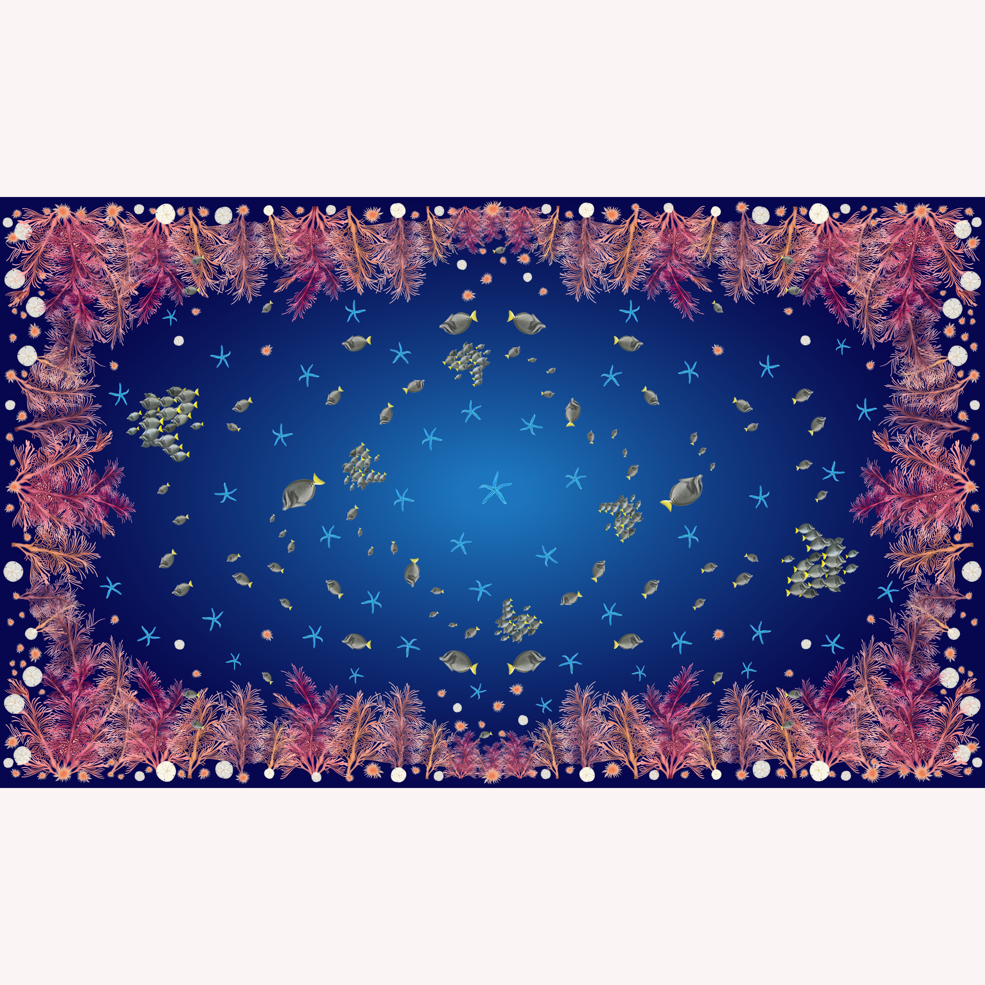 Galapagos Starfish 100% Cashmere Scarf in Blue