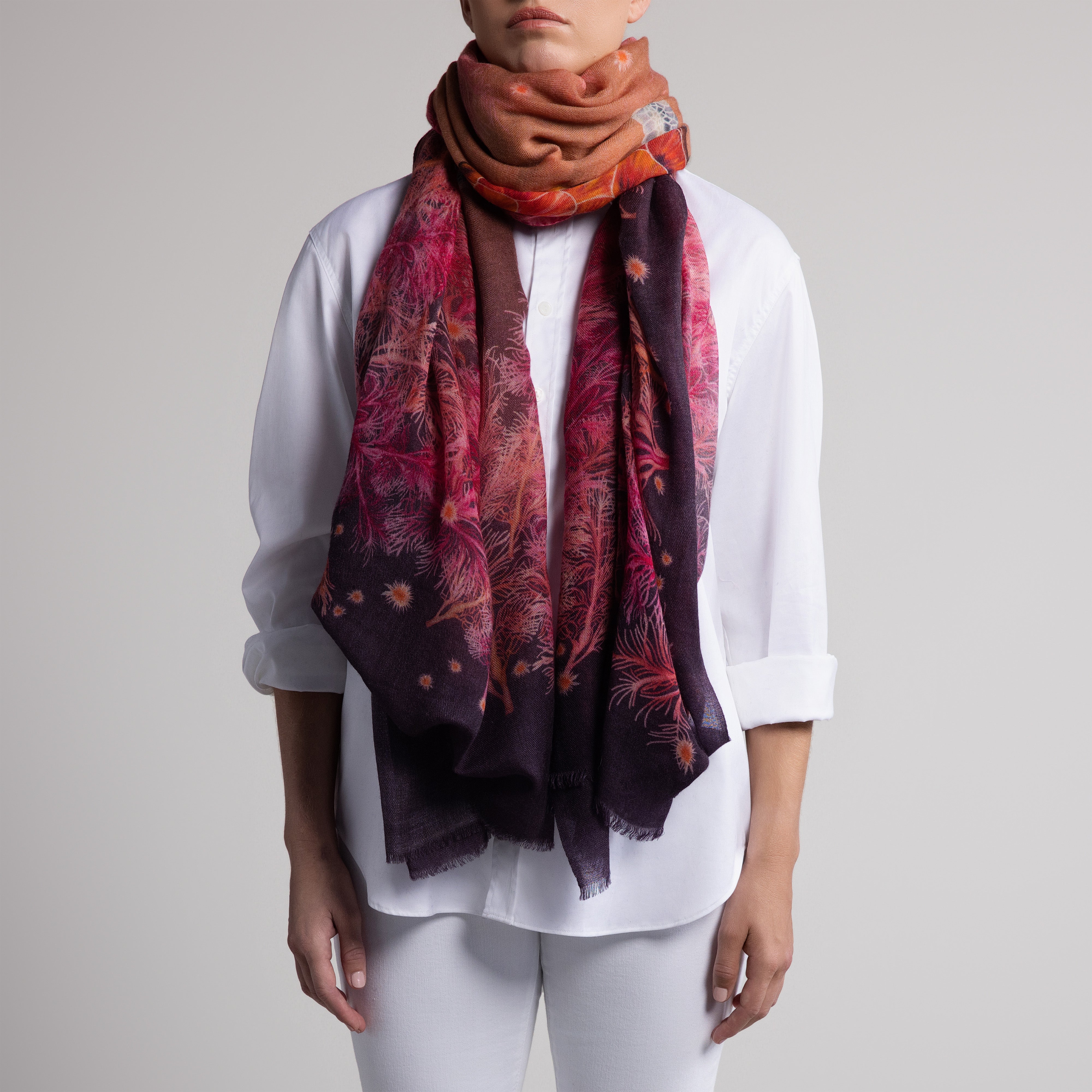 Galapagos Green Sea Turtle 100% Cashmere Scarf in Brown
