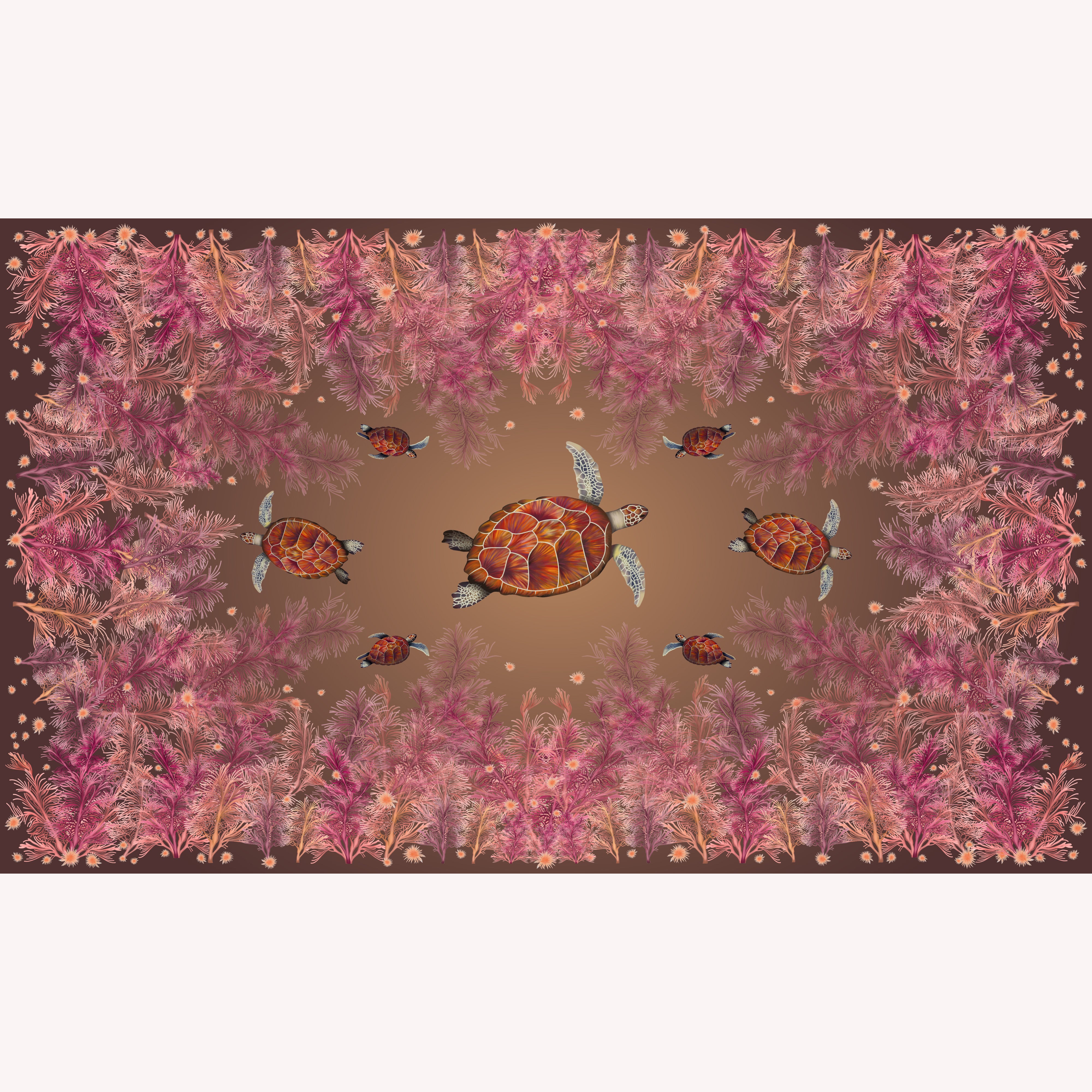 Galapagos Green Sea Turtle 100% Cashmere Scarf in Brown