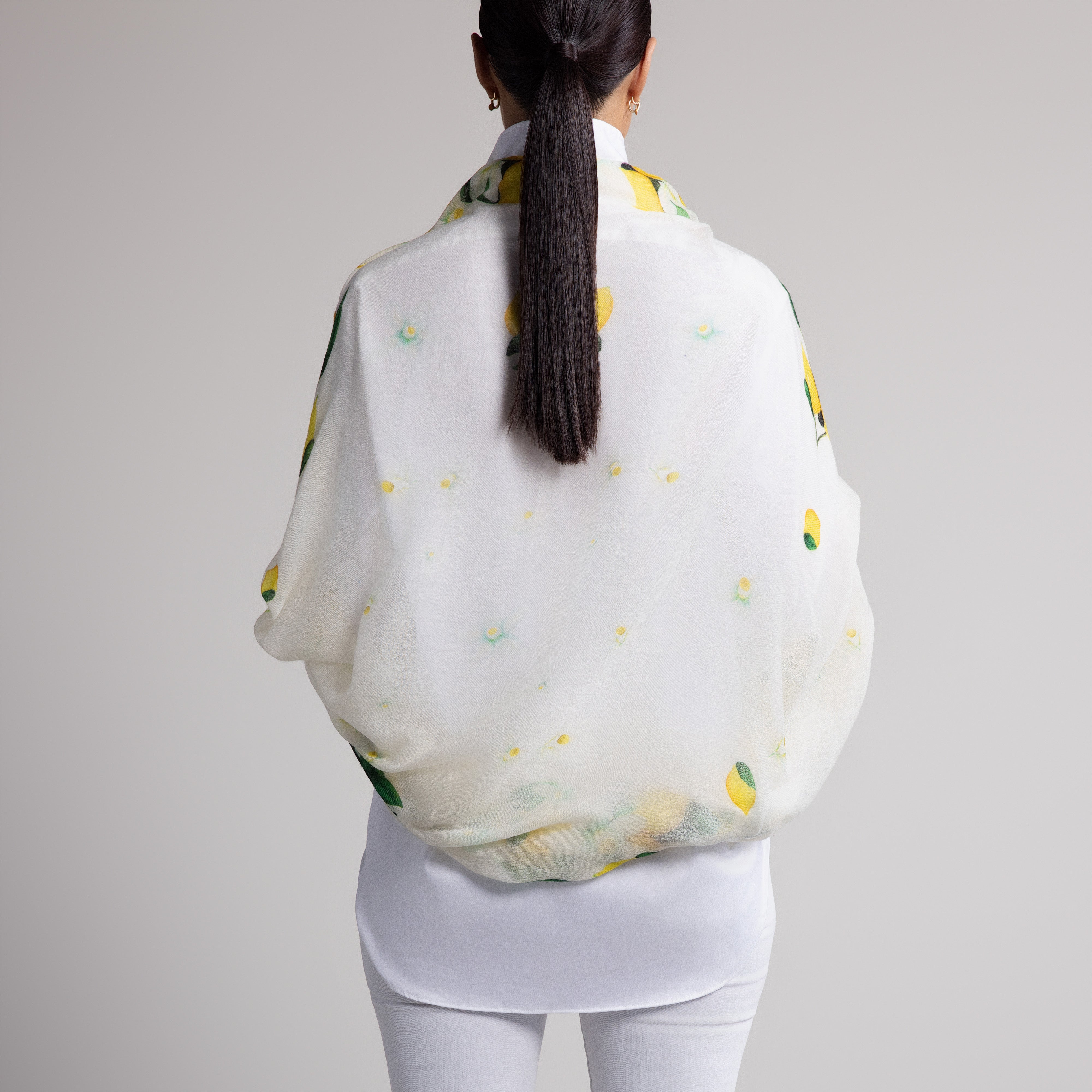 Capri Lemon 100% Cashmere Scarf in White
