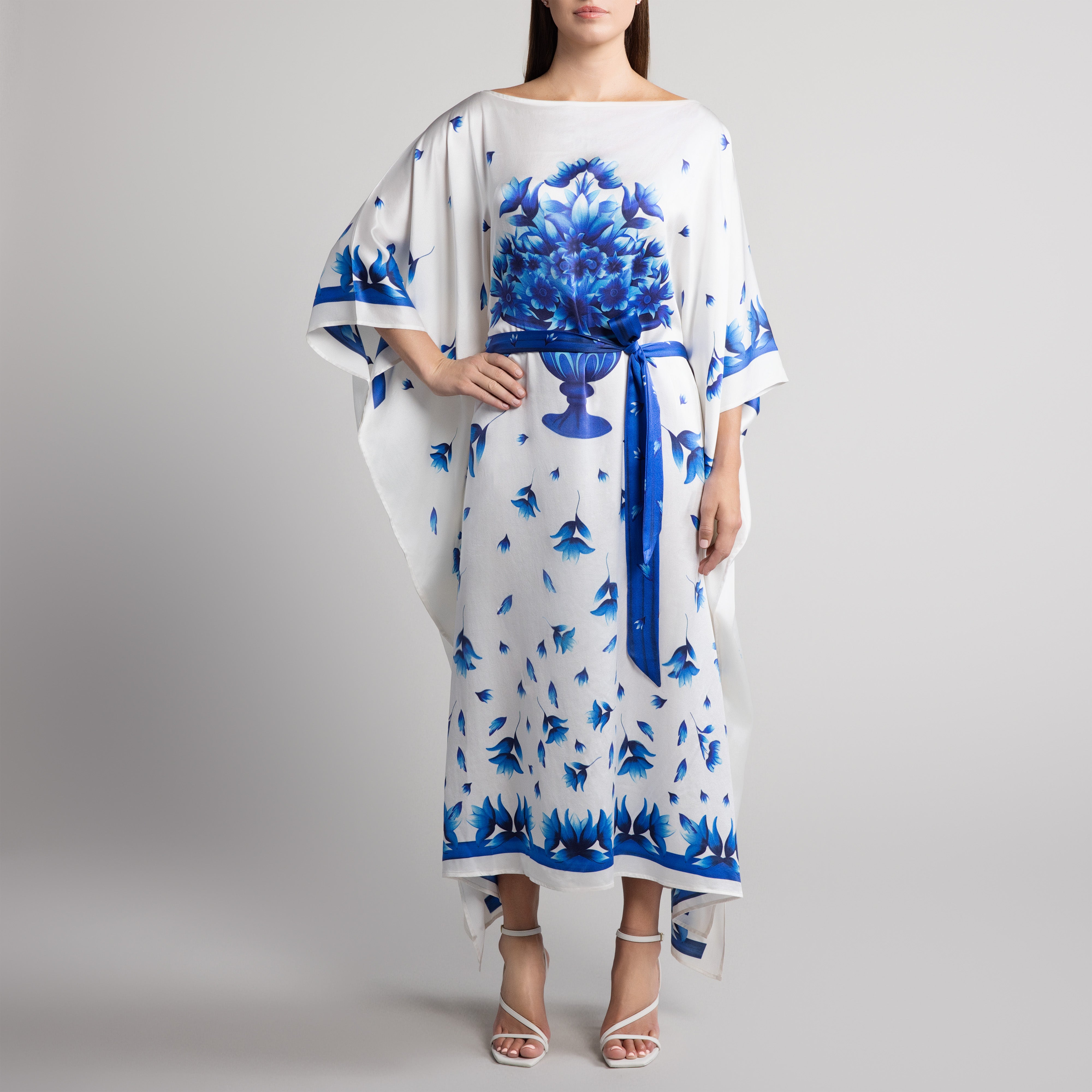 Azul Silk Caftan in White
