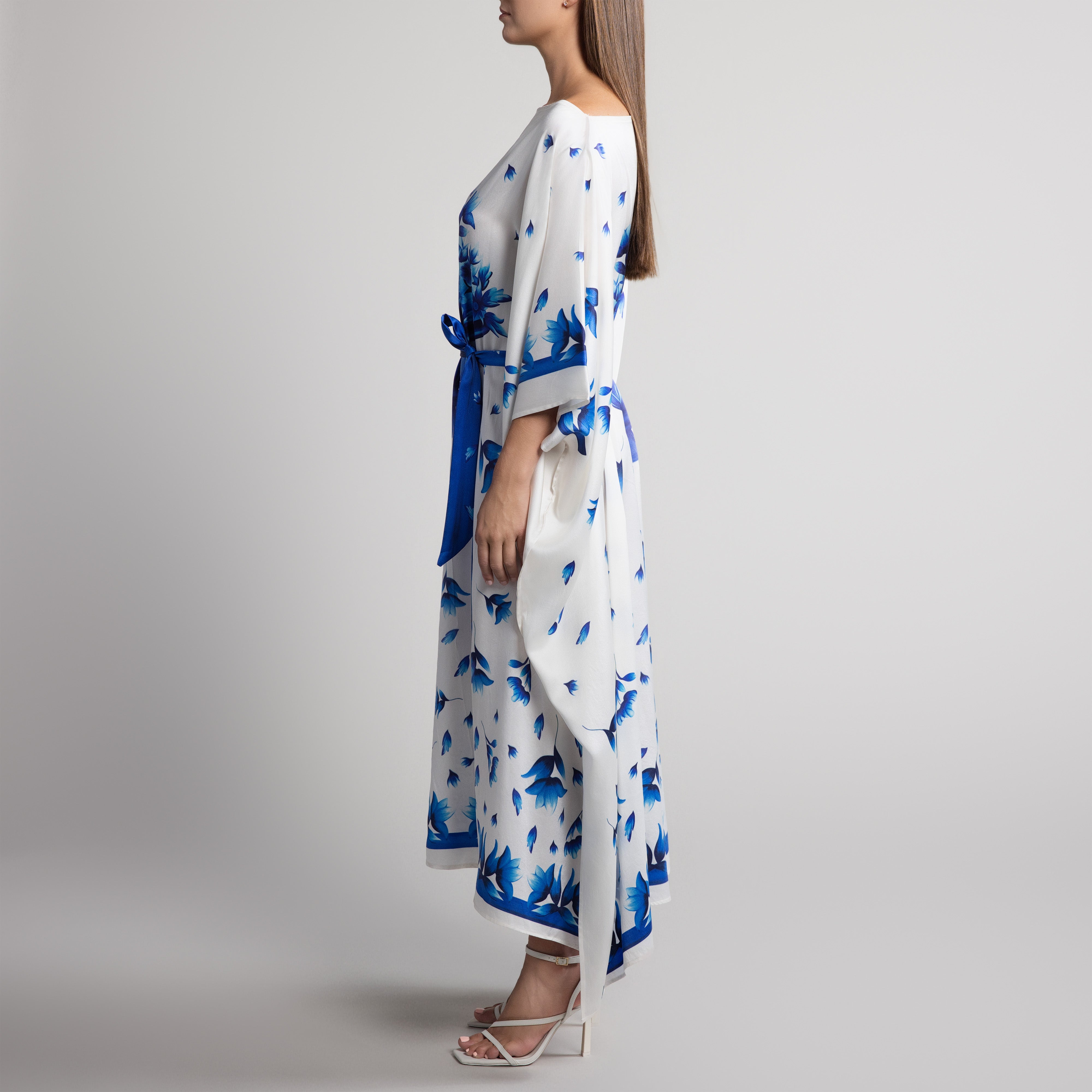 Azul Silk Caftan in White