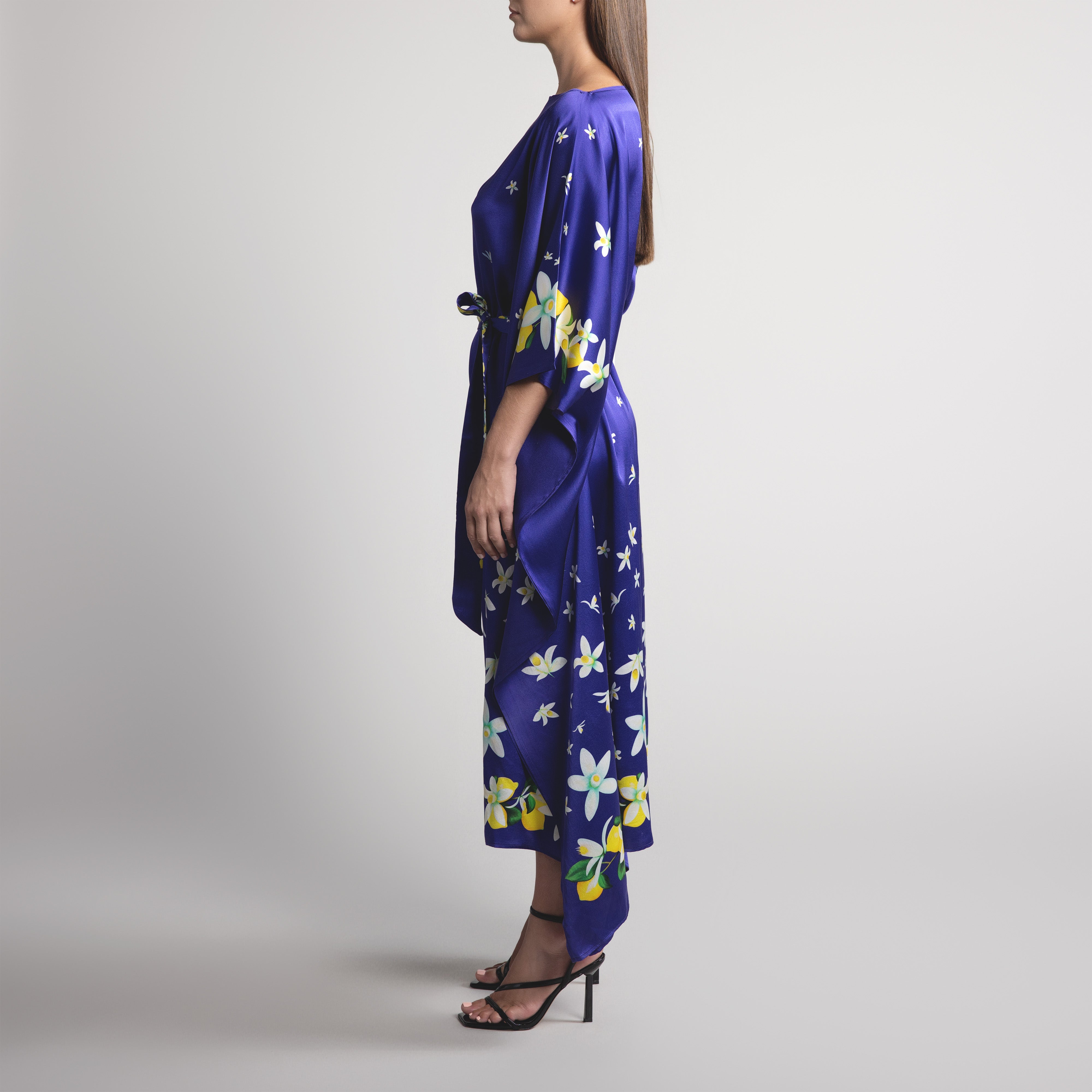 Capri Silk Caftan in Navy Blue