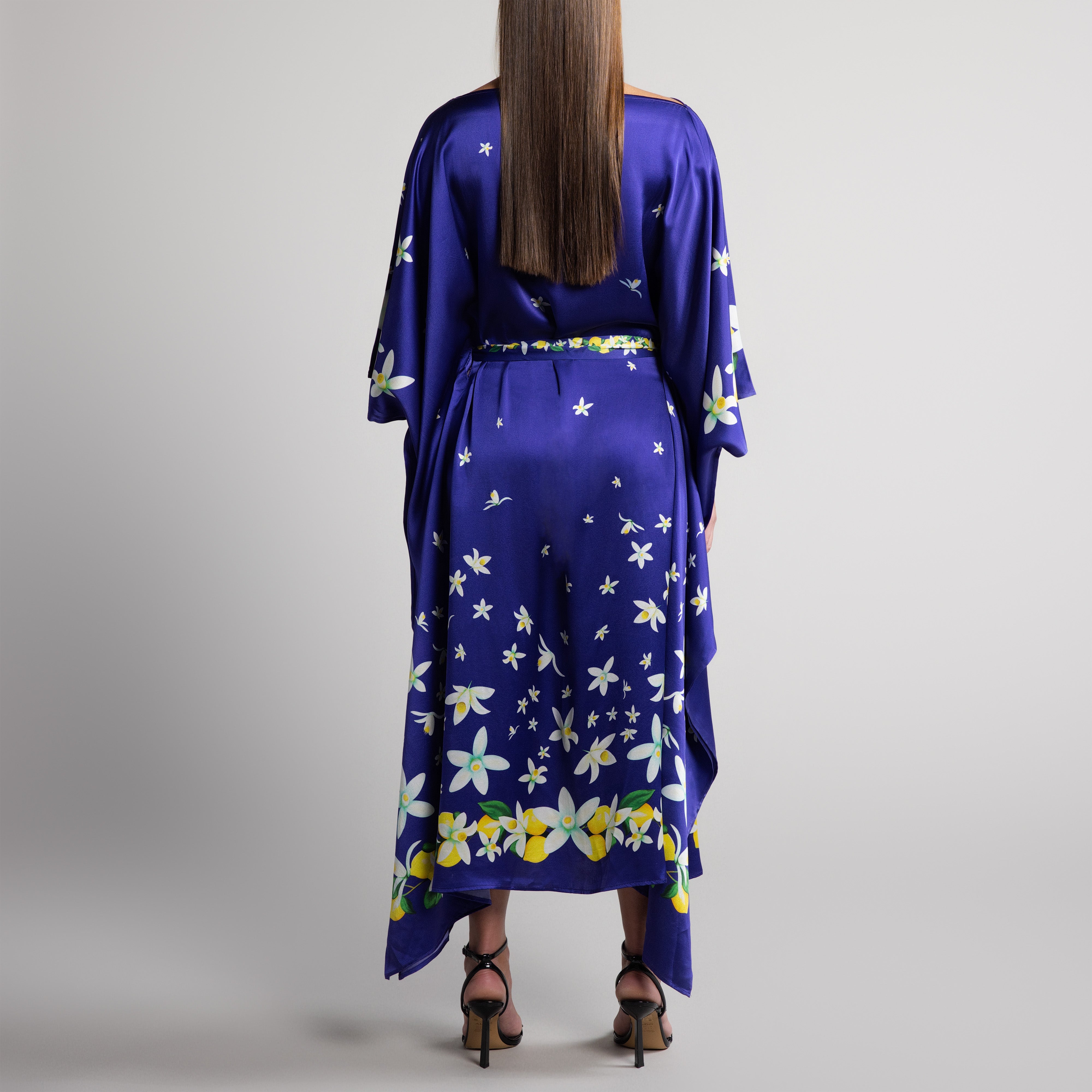 Capri Silk Caftan in Navy Blue