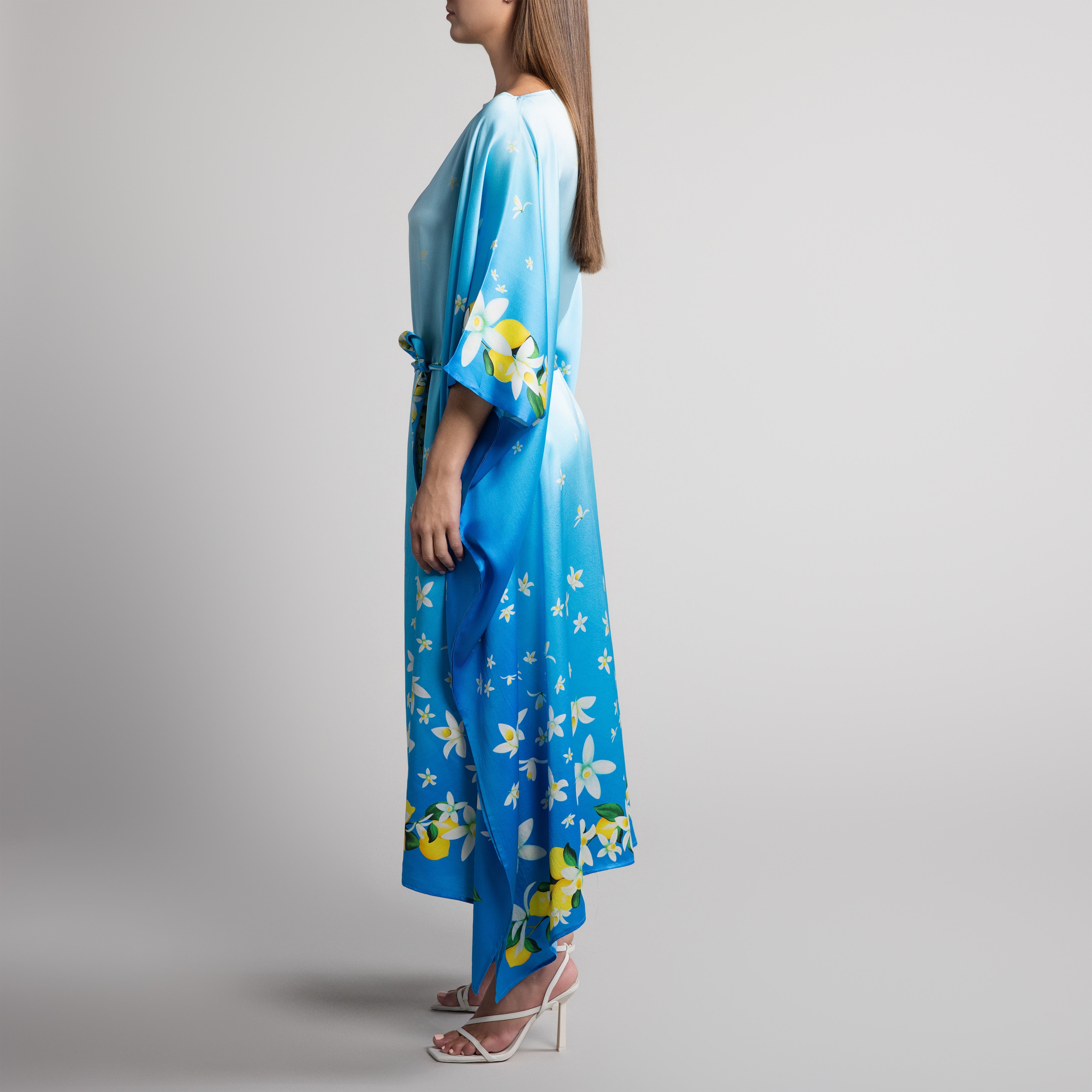 Capri Silk Caftan in Sky Blue