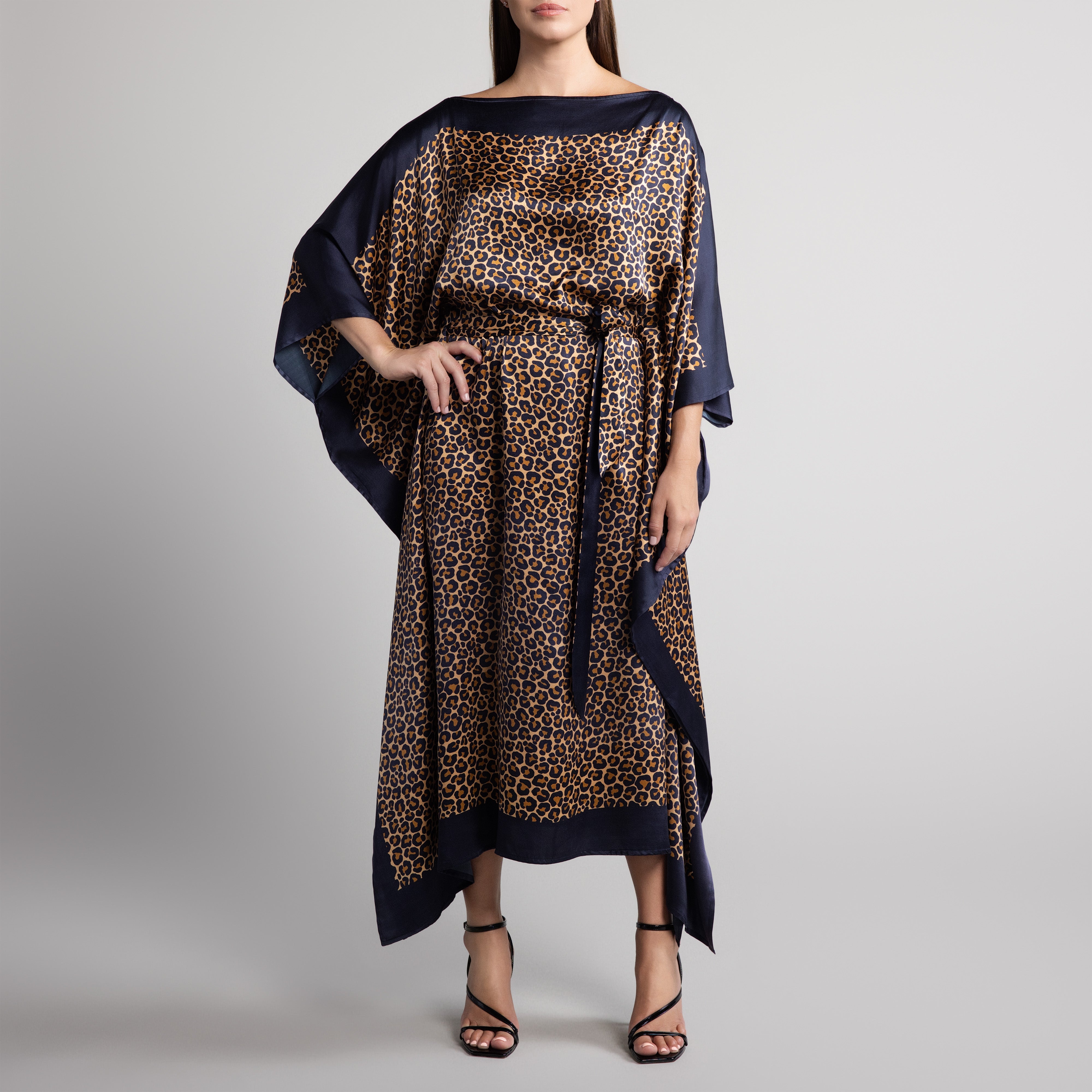 Safari Silk Caftan in Leopard Print