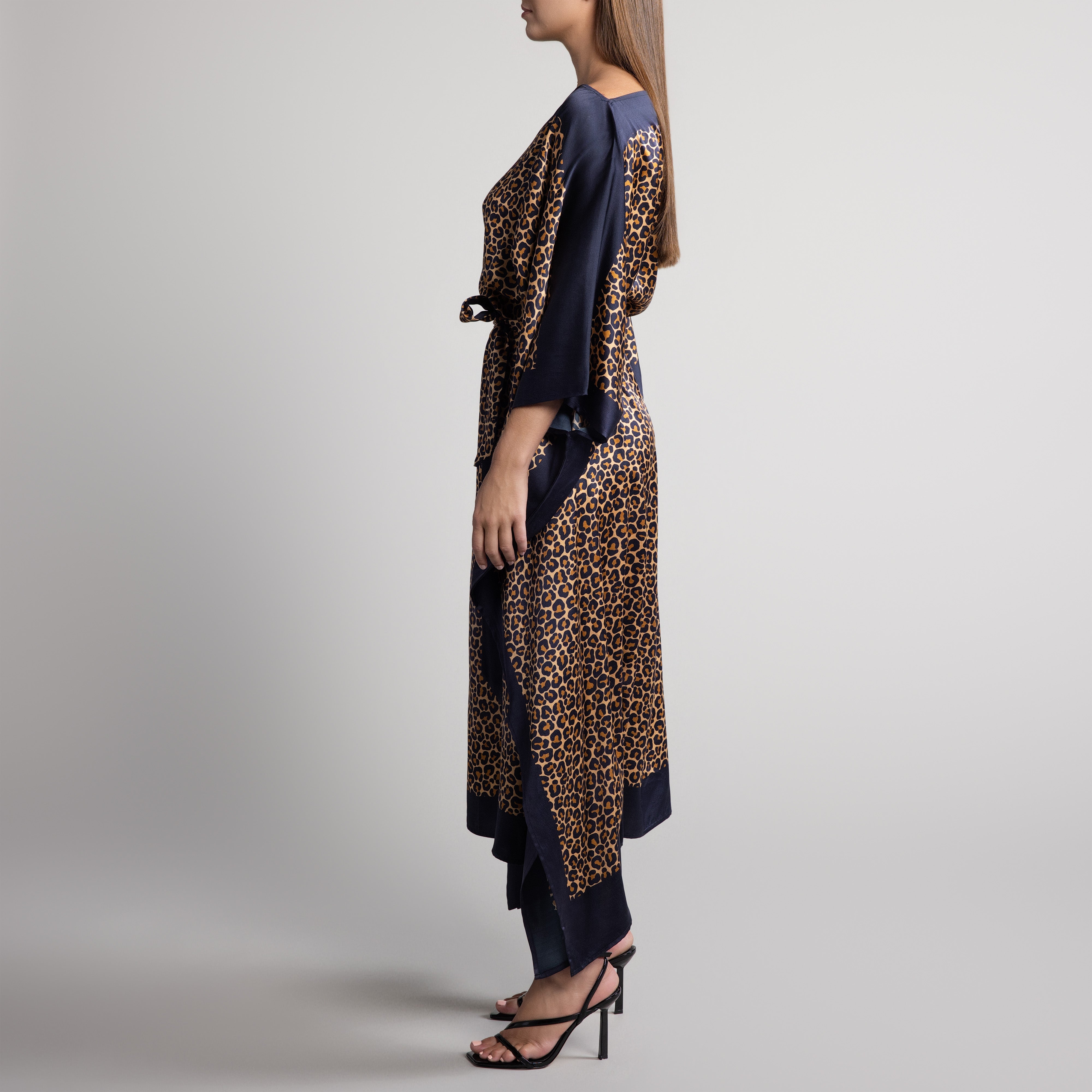 Safari Silk Caftan in Leopard Print