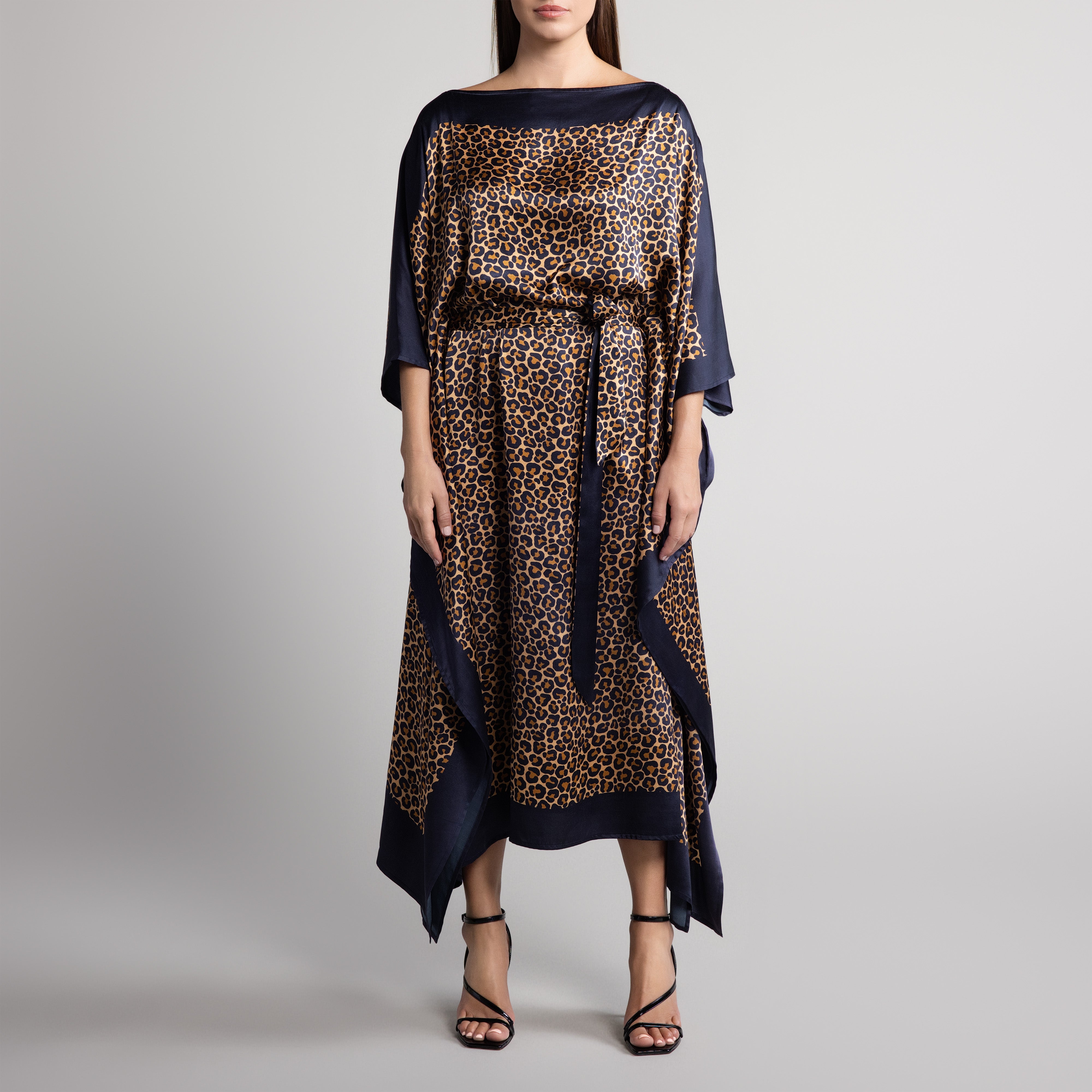 Safari Silk Caftan in Leopard Print