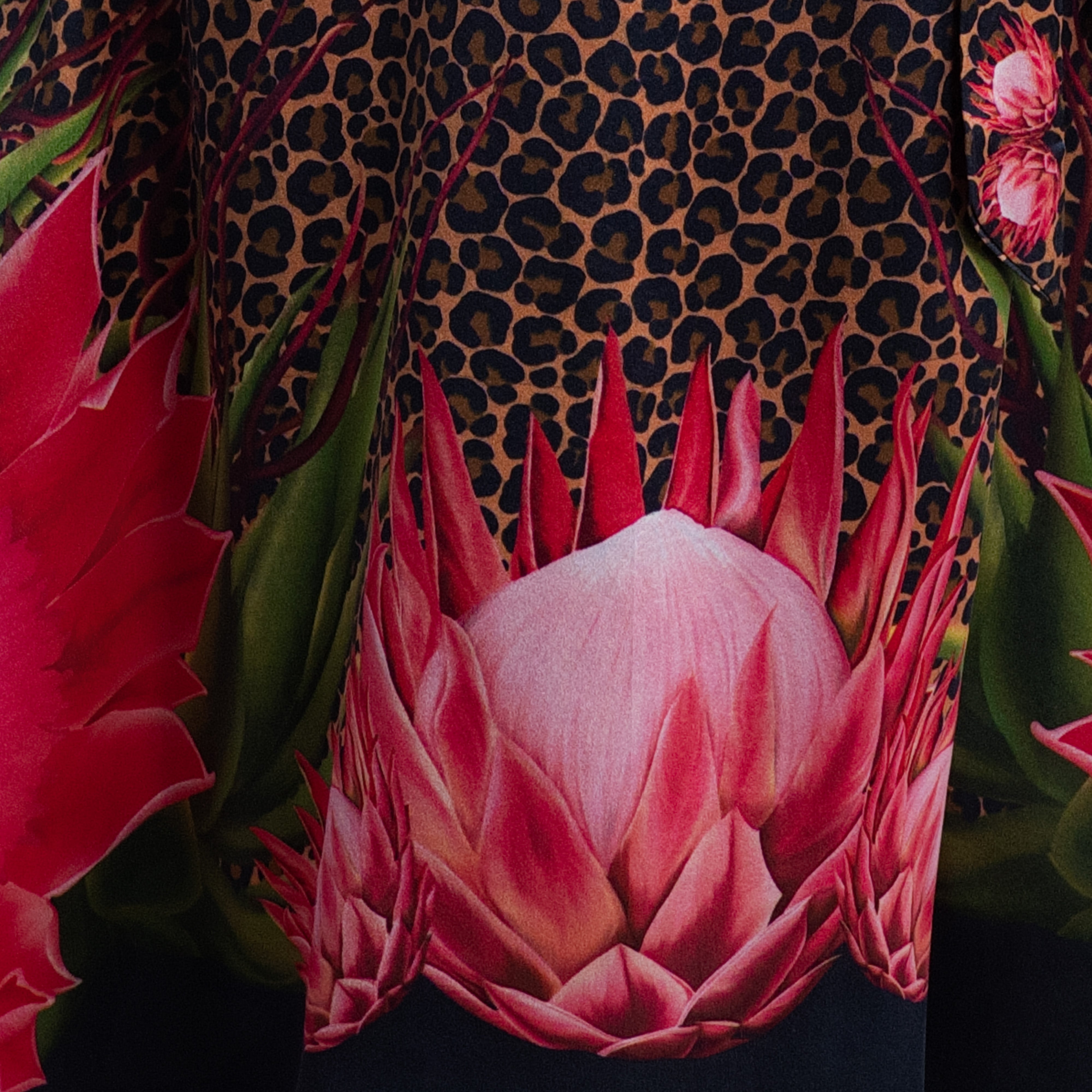 Safari Protea Silk Caftan in Leopard Print