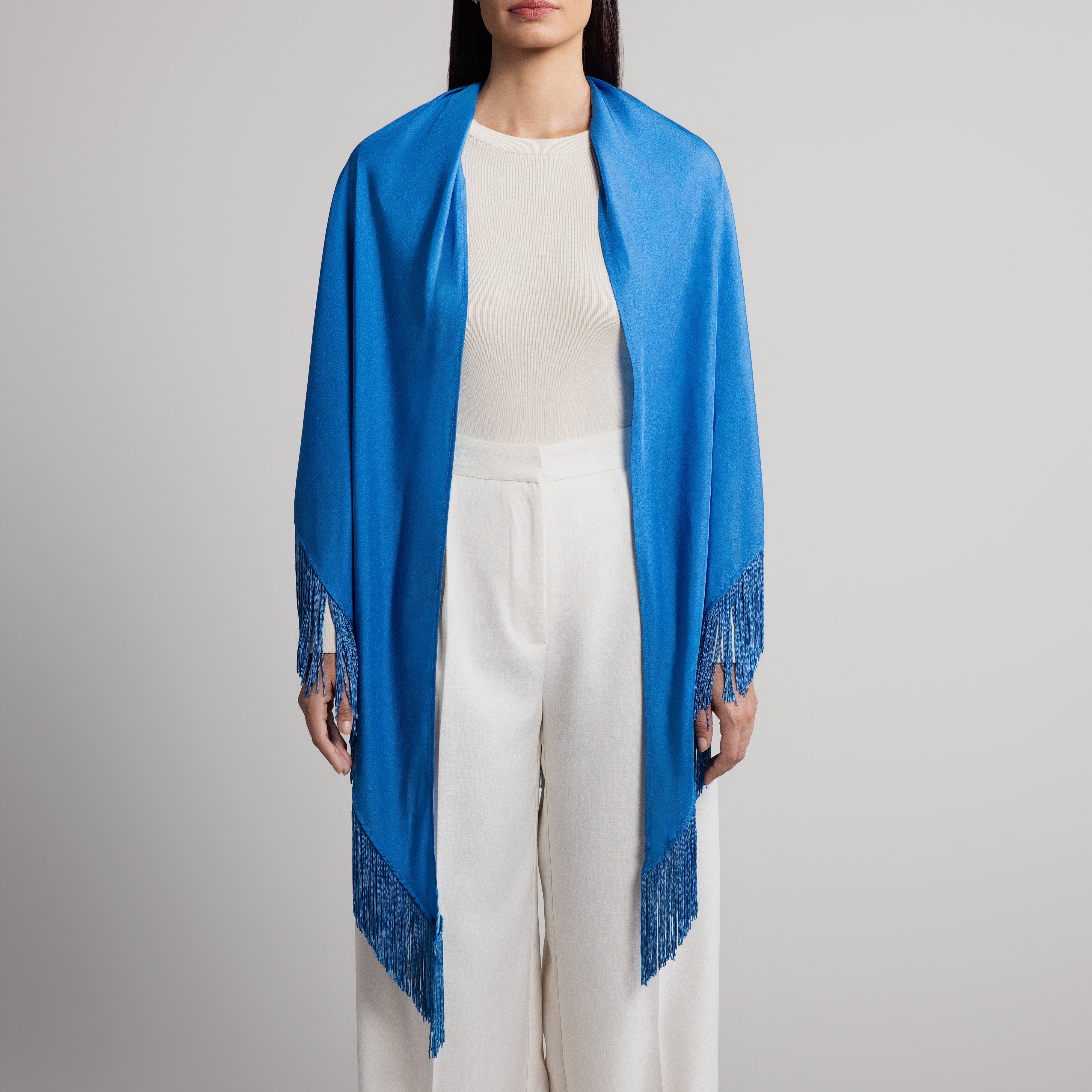 100% Silk Shawl in Capri Blue