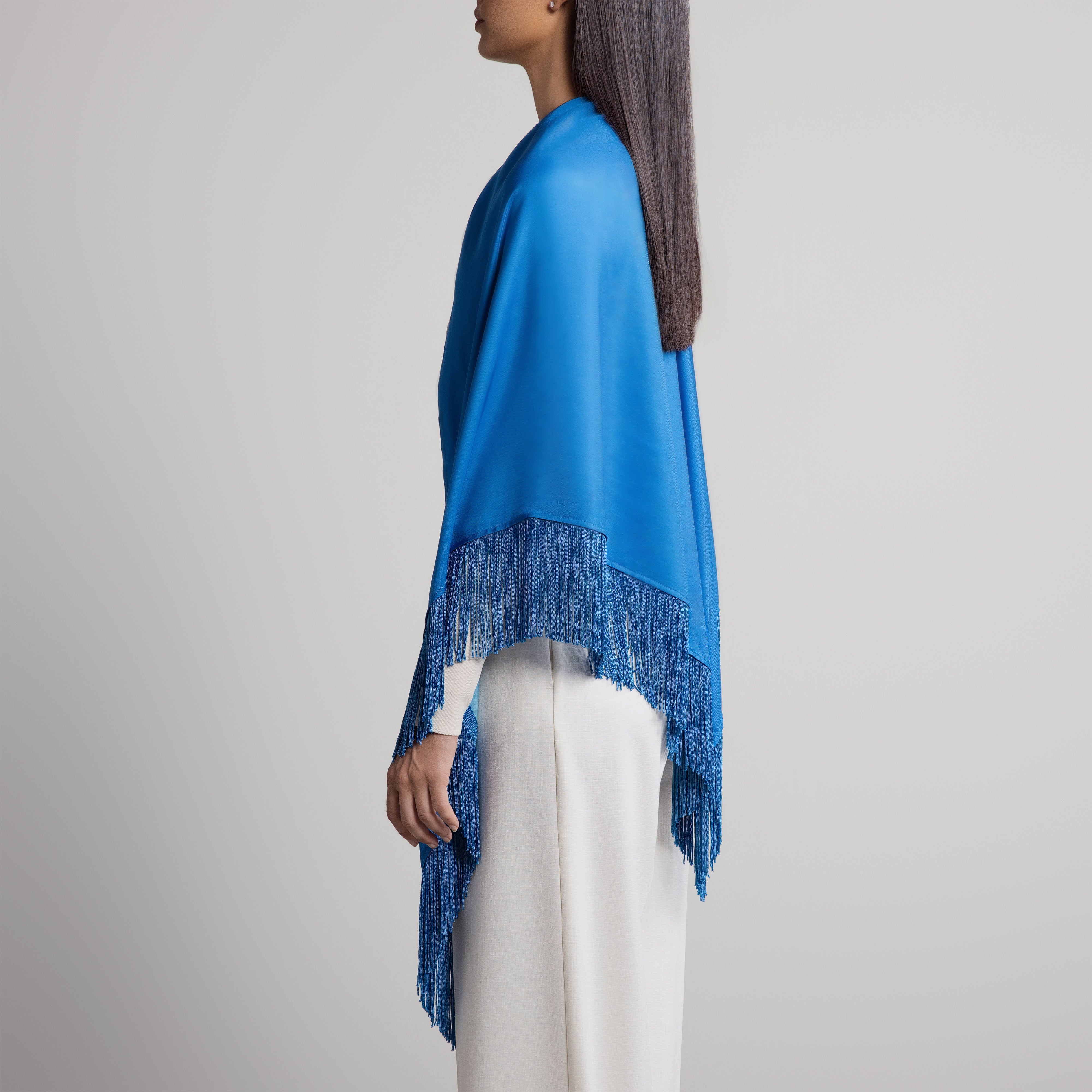 100% Silk Shawl in Capri Blue