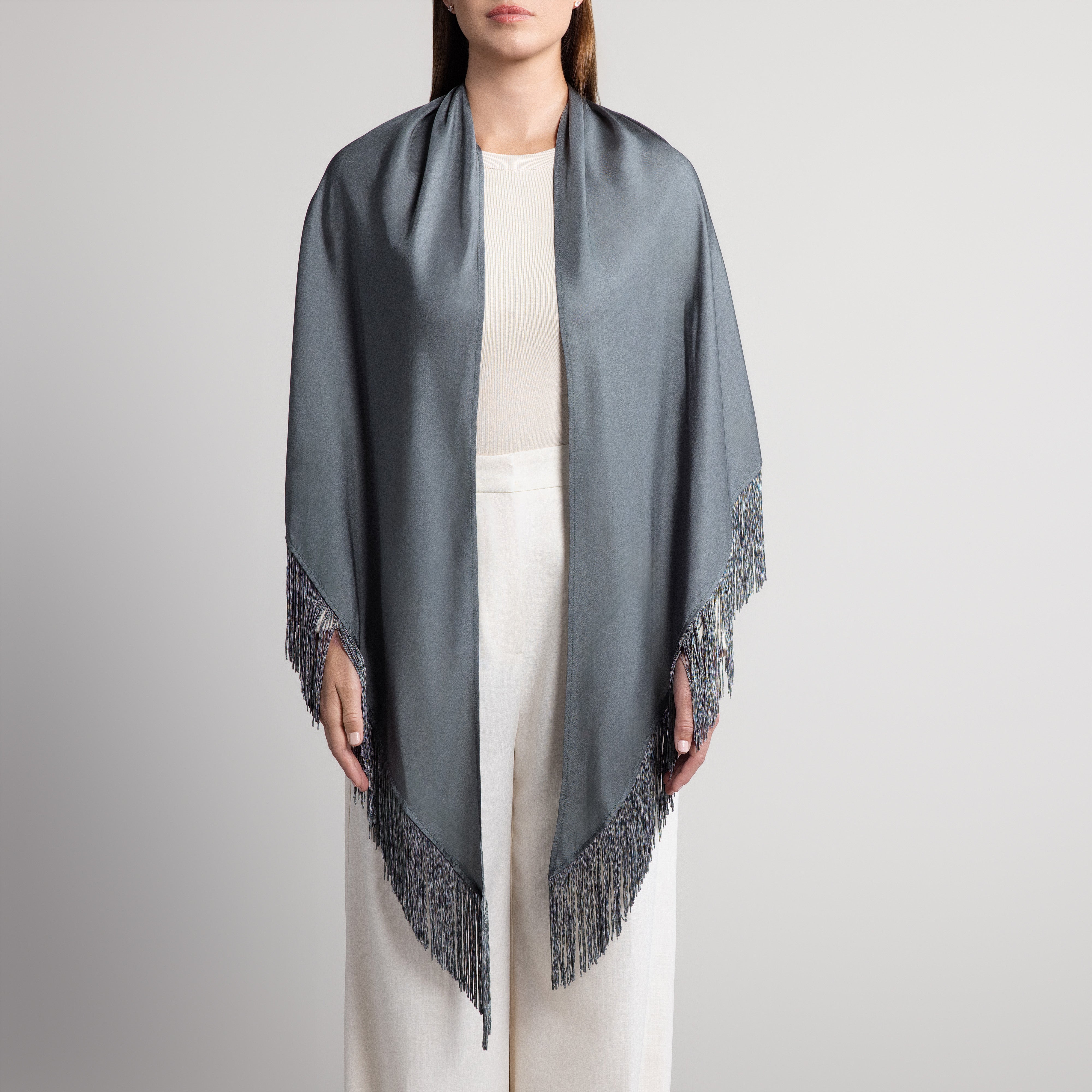 100% Silk Shawl in Charcoal