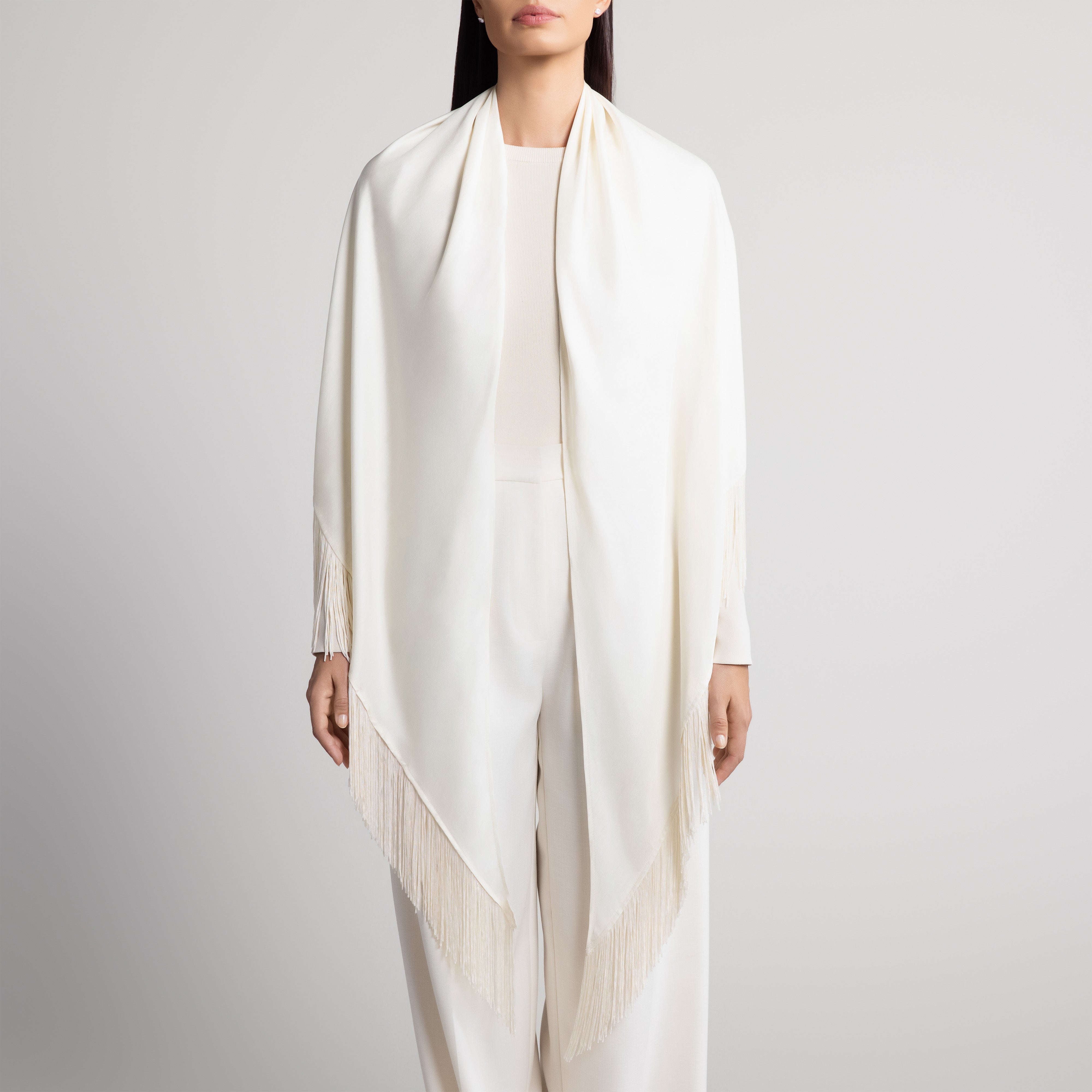 100% Silk Shawl in Cream